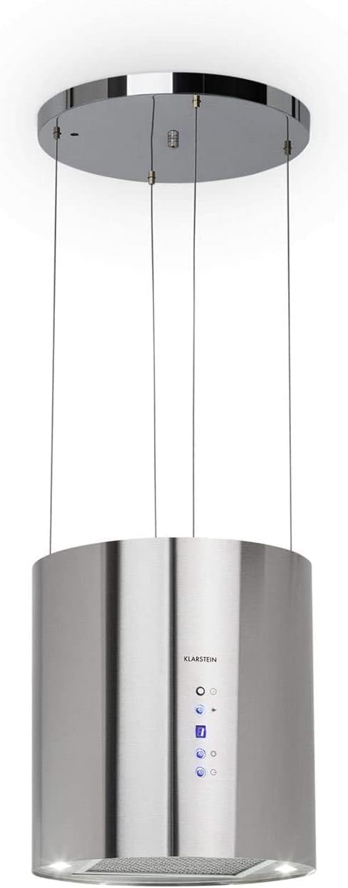 Klarstein Inselhaube Umluft, Leise Dunstabzugshaube für Kochinsel, Aktivkohlefilter, 558m³/h, Energieklasse B
