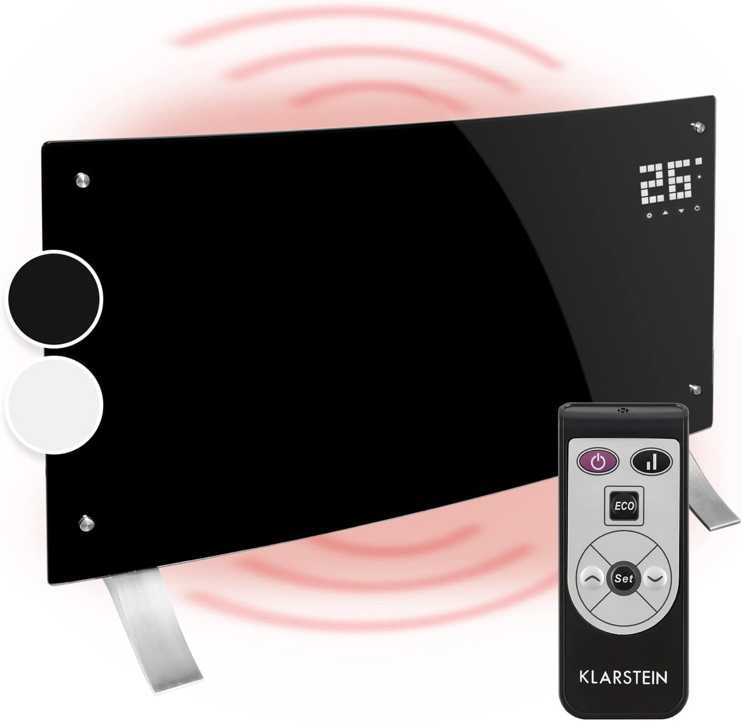 Klarstein Elektroheizung, Konvektor mit Bodenrollen, mobile, energiesparend, leise, 1000W, mit Thermostat