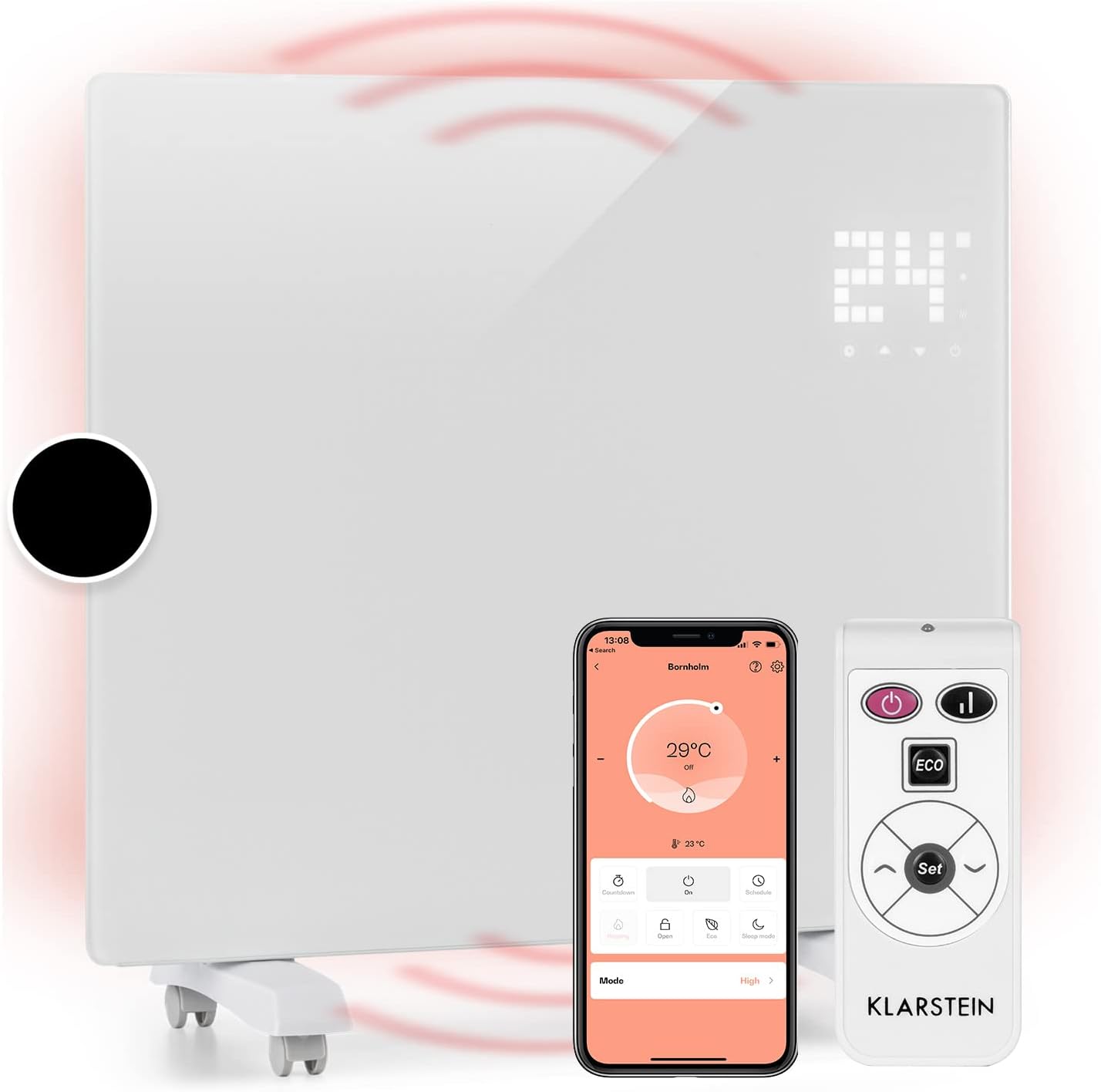Klarstein Elektroheizung, Konvektor mit Bodenrollen, mobile, energiesparend, leise, 1000W, mit Thermostat