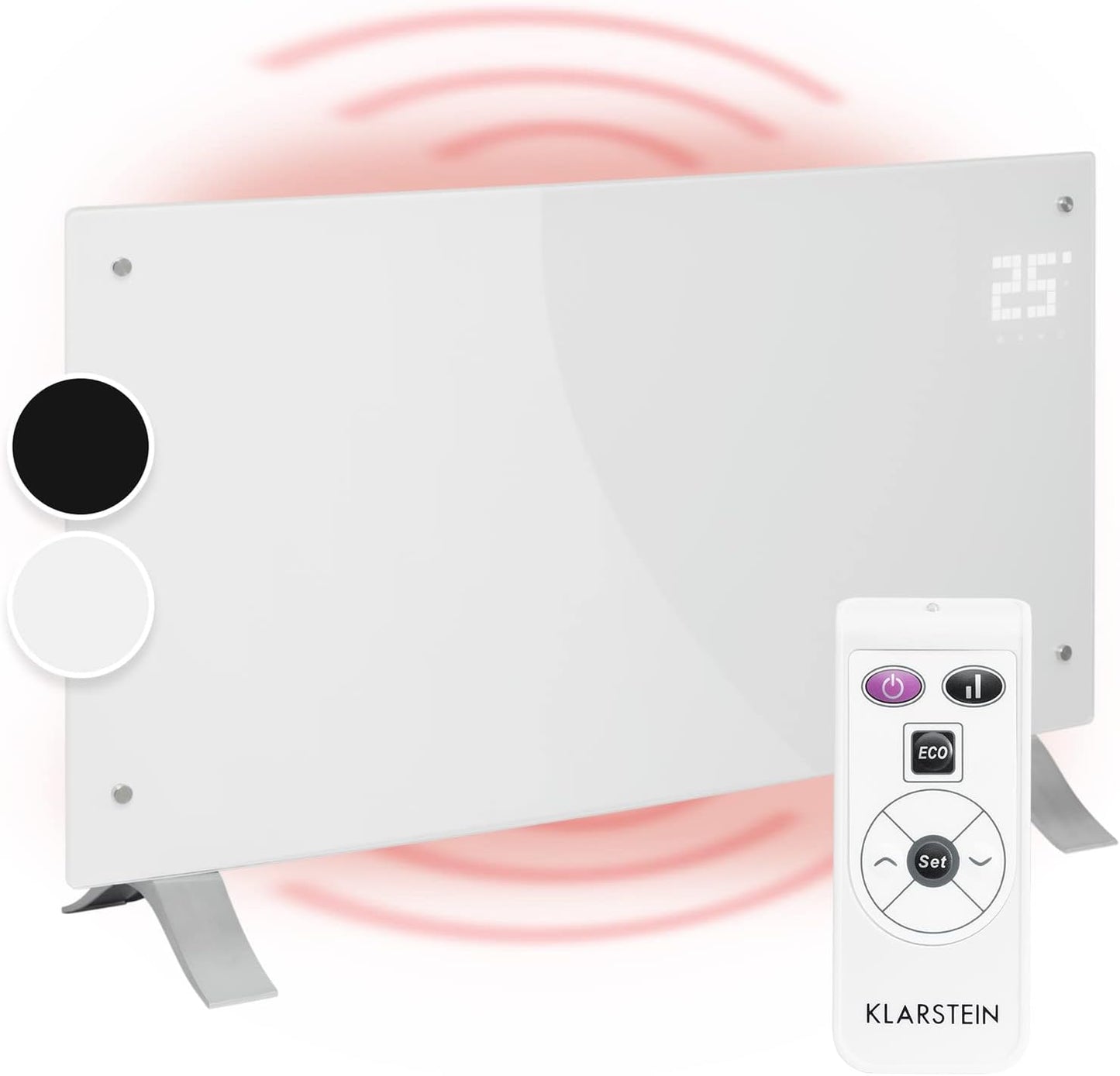 Klarstein Elektroheizung, Konvektor mit Bodenrollen, mobile, energiesparend, leise, 1000W, mit Thermostat