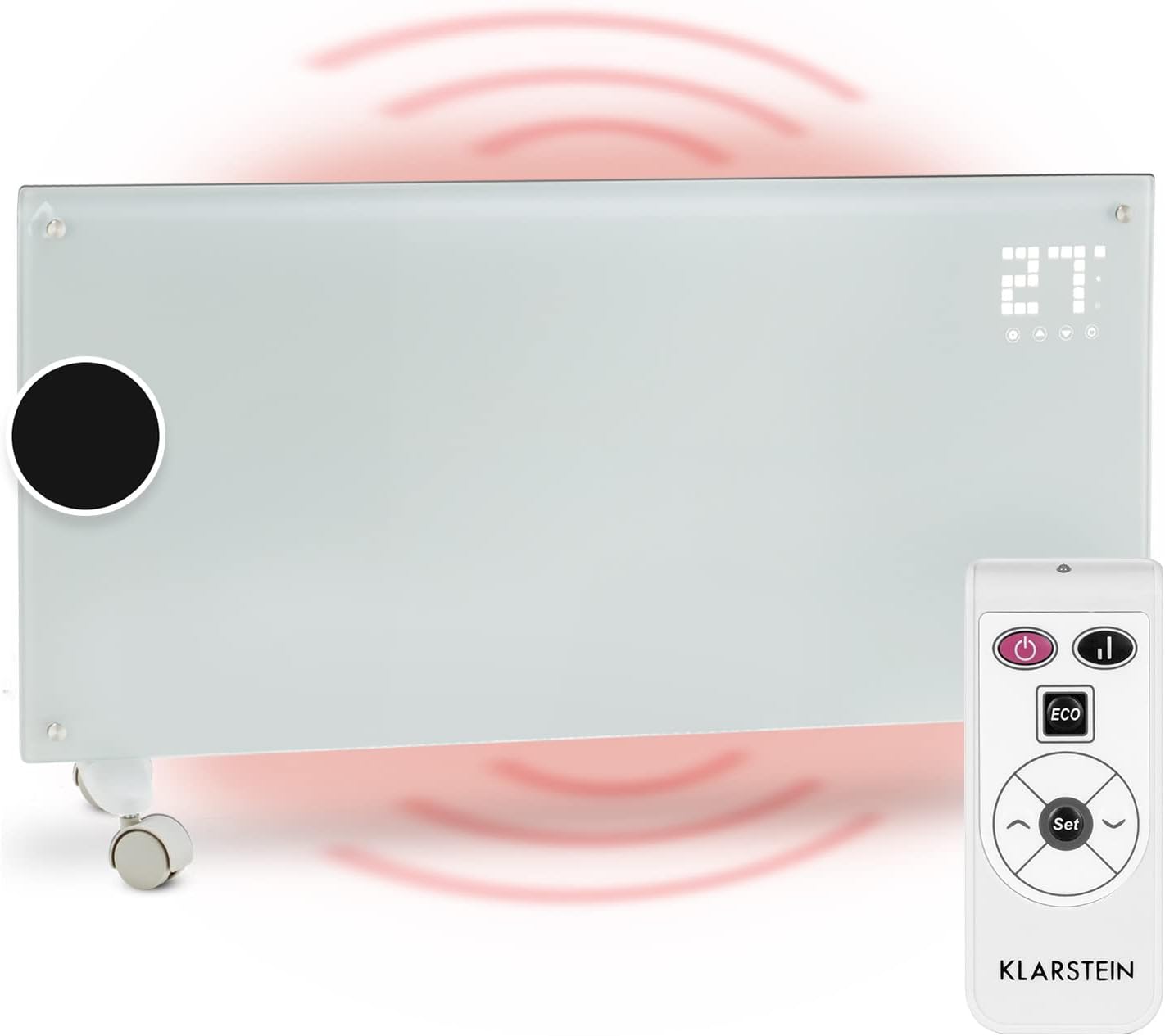 Klarstein Elektroheizung, Konvektor mit Bodenrollen, mobile, energiesparend, leise, 1000W, mit Thermostat
