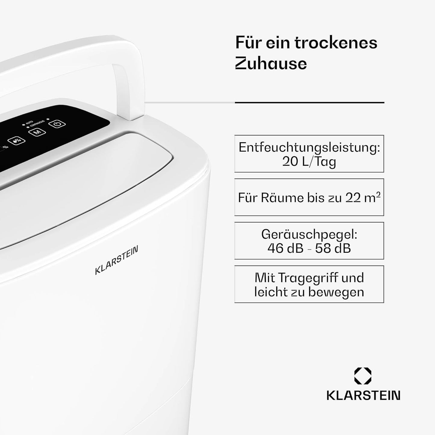 Klarstein Luftentfeuchter bis 55m², Smart Dehumidifier für Wohnung, Bad & Keller, 50L, WLAN IoT App