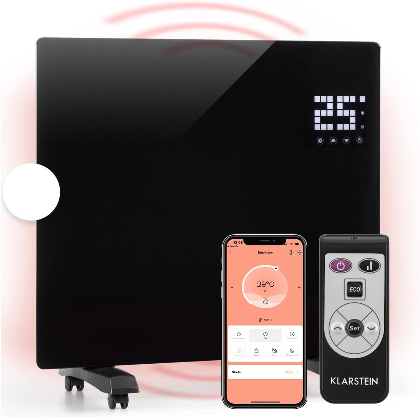 Klarstein Elektroheizung, Konvektor mit Bodenrollen, mobile, energiesparend, leise, 1000W, mit Thermostat