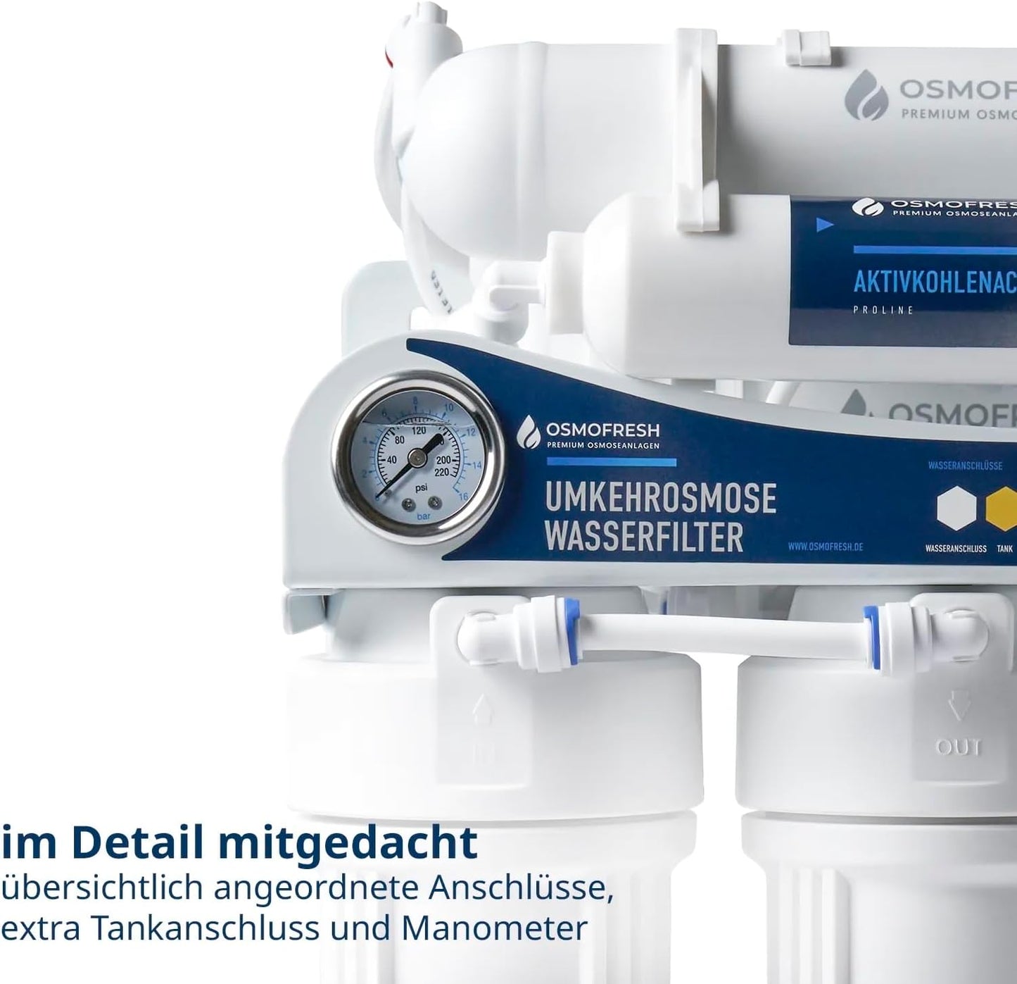 OsmoFresh Proline X3 Osmoseanlage, 600 GPD, 1,6l/min, unter Spüle, mit Osmosehahn, Premium Hersteller