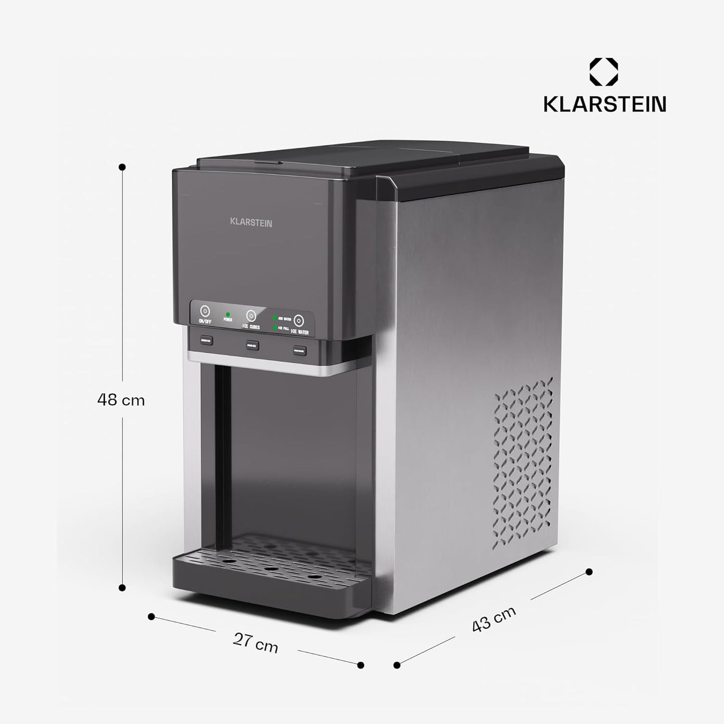 Klarstein ArcticBlend 3in1-Eiswürfelmaschine – 20 kg/24 h, Kugeleis & Crushed Ice, 6-Liter-Wassertank