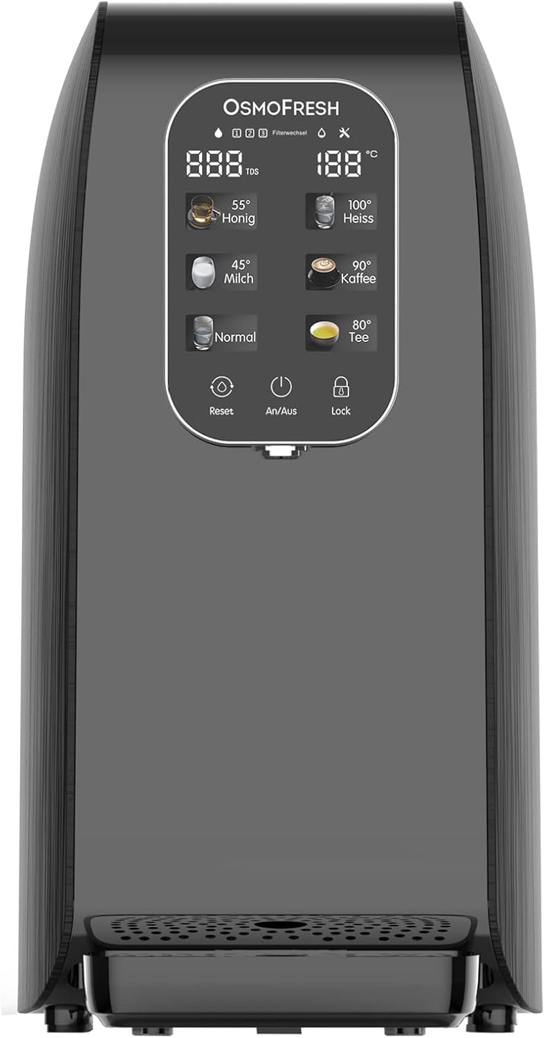 OsmoFresh Quella Life BLACK EDITION, 6 Temperaturstufen, 5-stufige Filterung, mobil, kalkfreies Trinkwasser