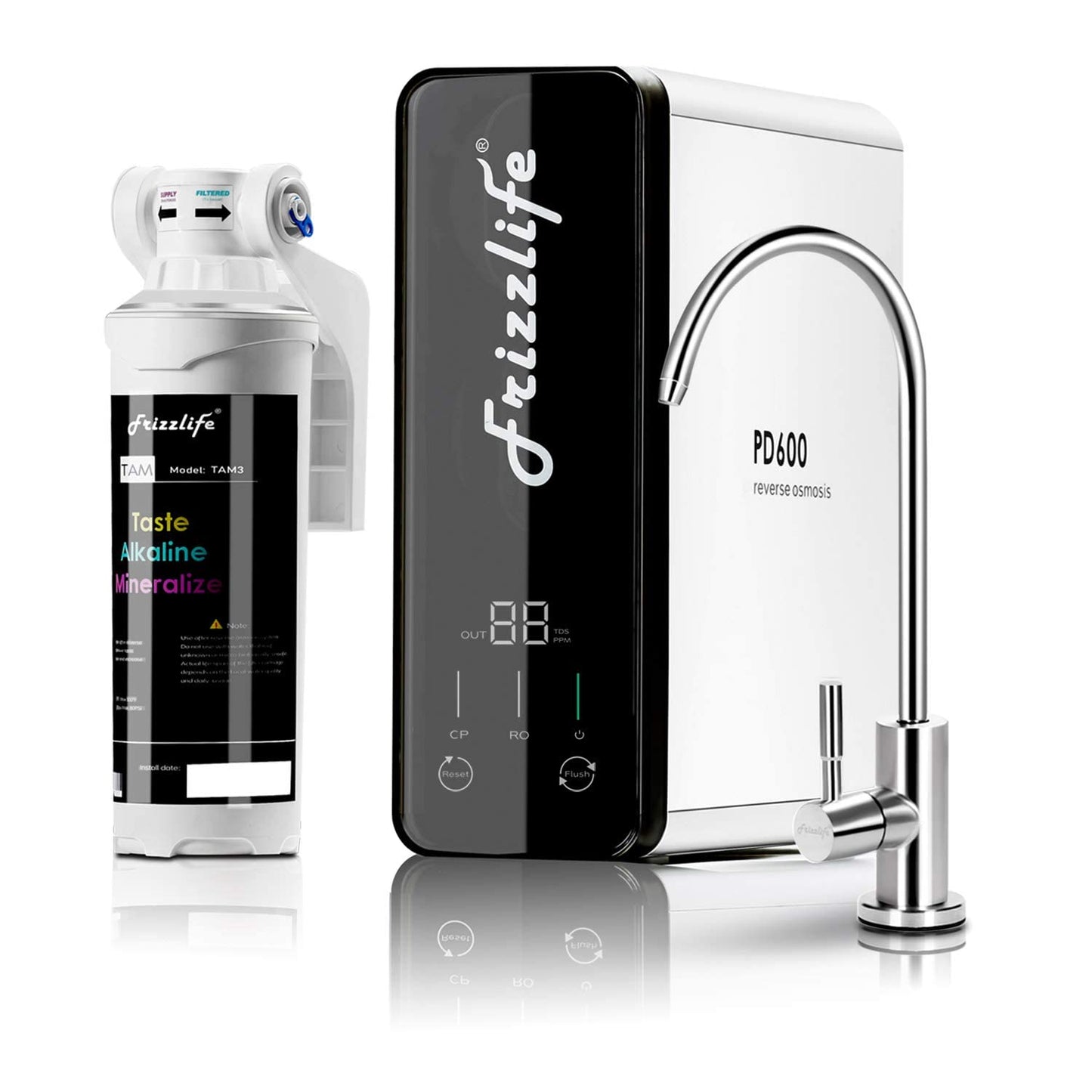 Frizzlife RO Umkehrosmose-Wasserfiltersystem (PD800-TAM4 Alkalisch RO)