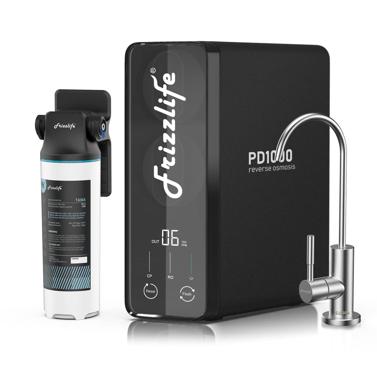 Frizzlife RO Umkehrosmose-Wasserfiltersystem (PD800-TAM4 Alkalisch RO)