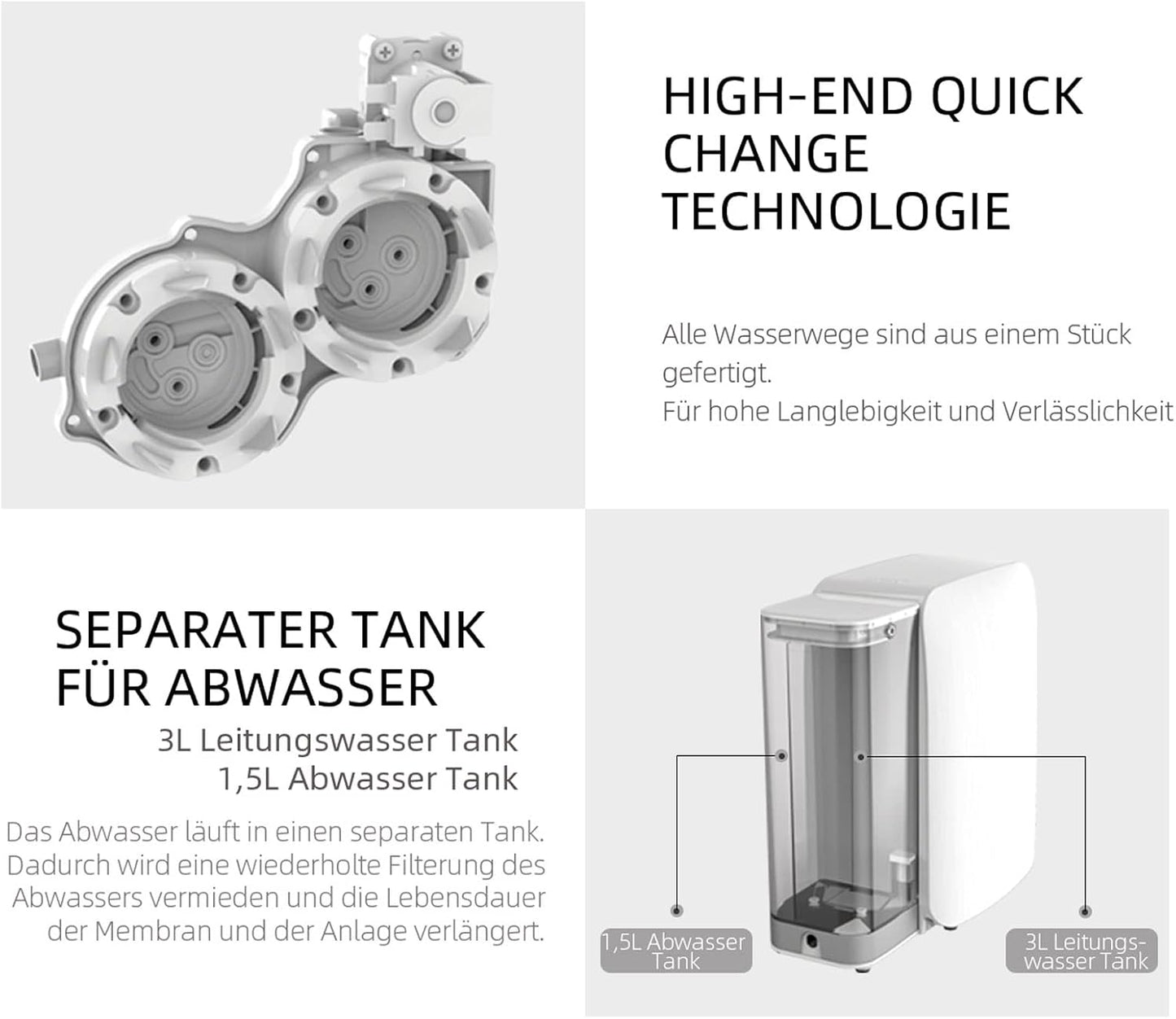 OsmoFresh Quella Life Auftisch Osmoseanlage, 6 Temperaturstufen, 5-stufige Filterung, kalkfreies Trinkwasser