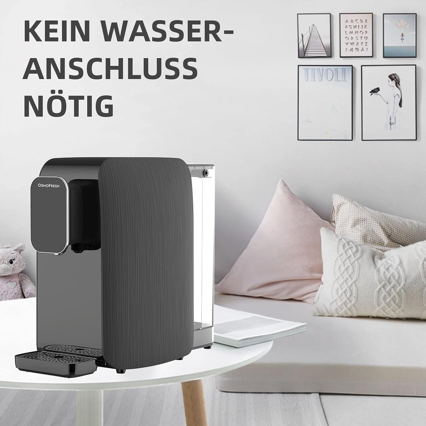 OsmoFresh Quella Life BLACK EDITION, 6 Temperaturstufen, 5-stufige Filterung, mobil, kalkfreies Trinkwasser