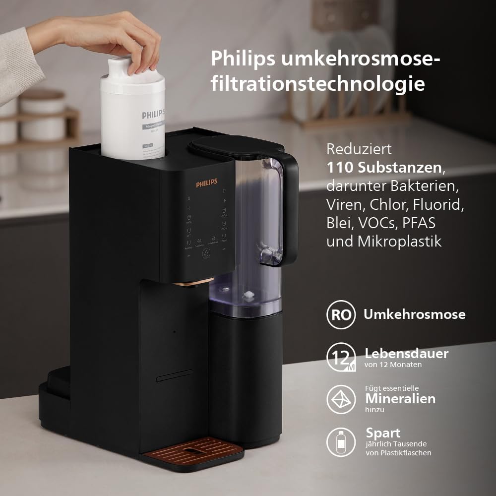 Philips Umkehrosmose-Wasserstation ADD6920BK01/10, Aquaporin Inside, eliminiert bis zu 110 Substanzen