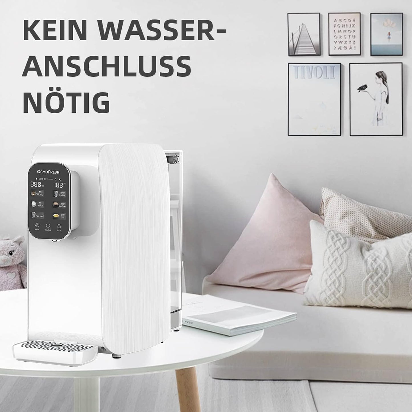 OsmoFresh Quella Life Auftisch Osmoseanlage, 6 Temperaturstufen, 5-stufige Filterung, kalkfreies Trinkwasser