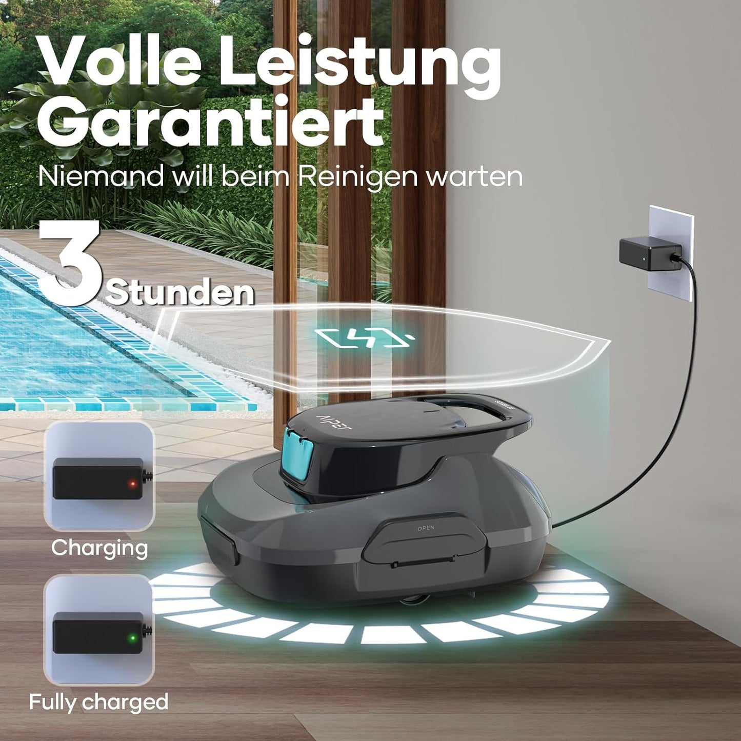 AIPER Poolroboter, Kabelloser Poolsauger Akku, 90 Minuten Reinigungszeit