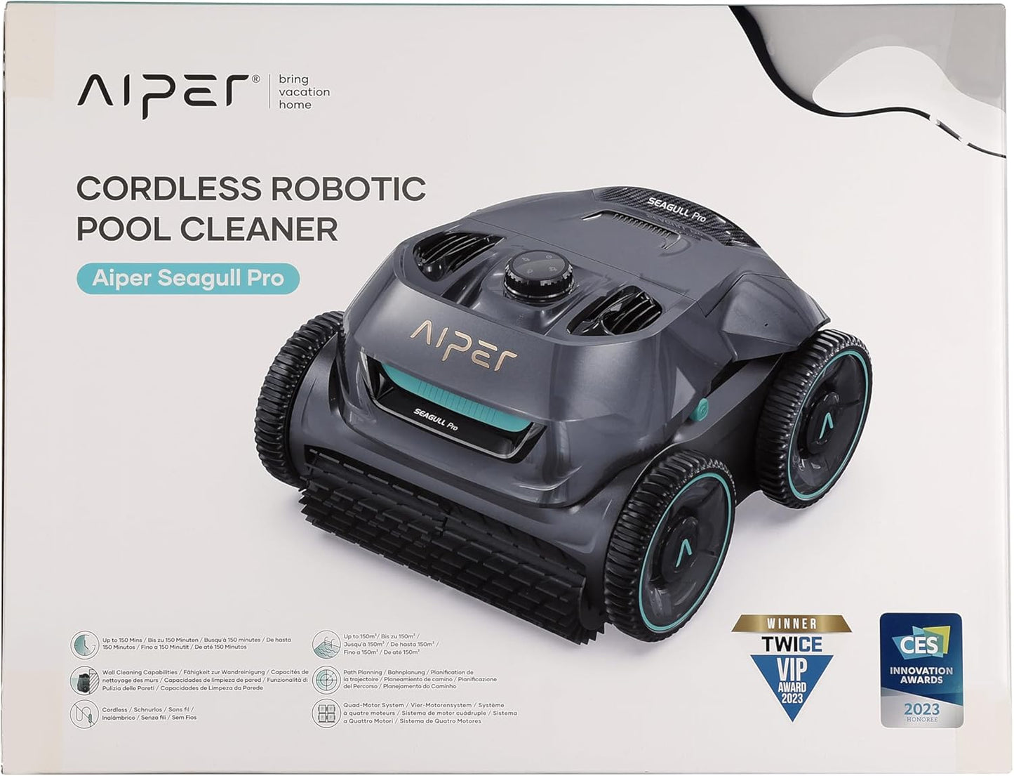 AIPER Poolroboter, Quad-Motorensystem, WavePath Navigationstechnologie, 3 Reinigungsmodi, Wandklettern, Poolsauger Akku Kabellos