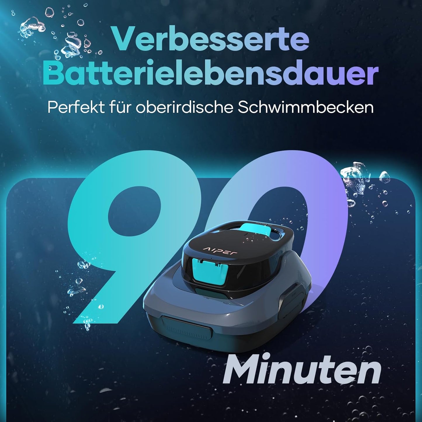 AIPER Poolsauger, Kabelloser Poolroboter, 90 Minuten Reinigungsdauer