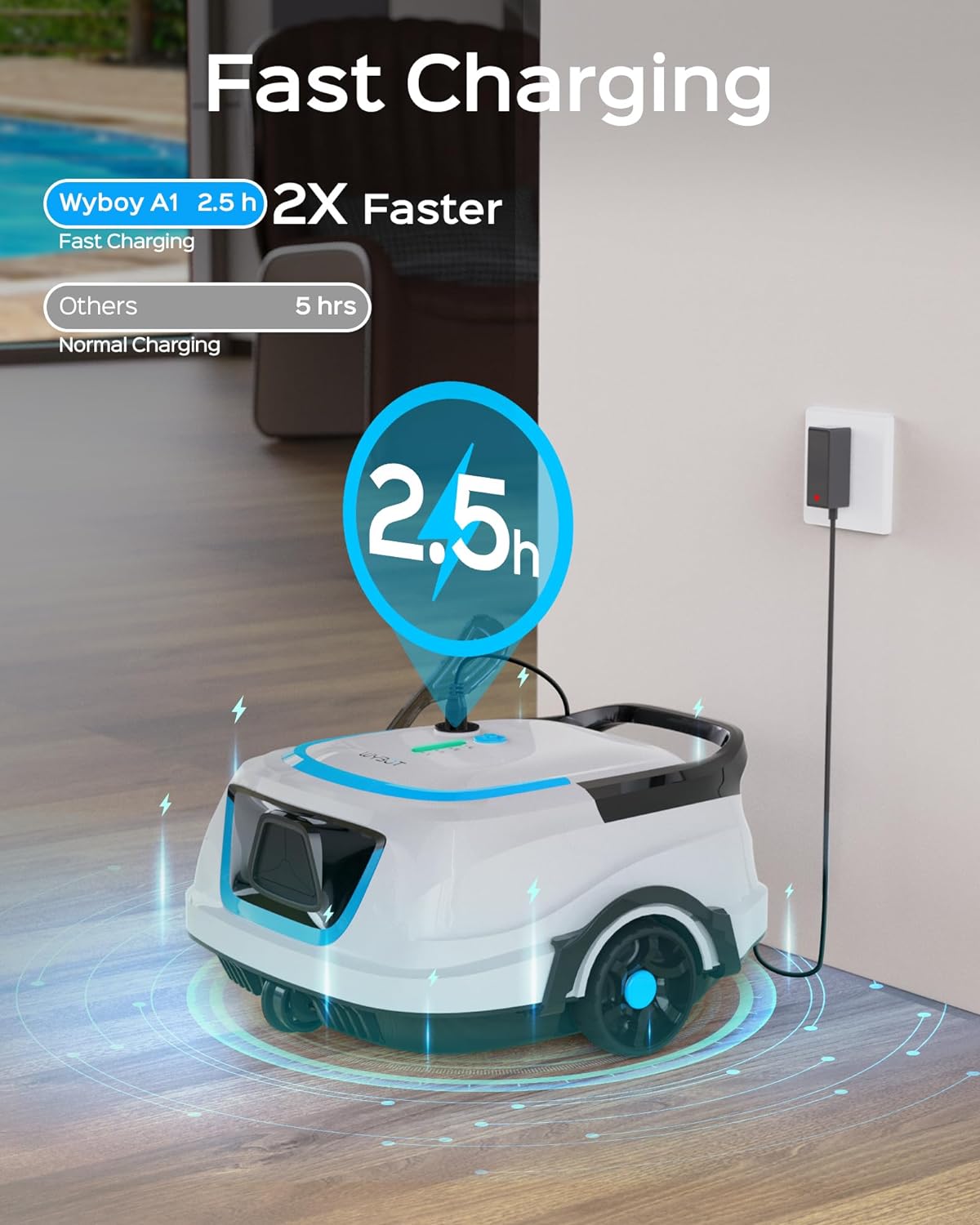 WYBOT A1 Poolroboter Akku mit Zweischicht-Filtersystem 120 Mins Reinigung