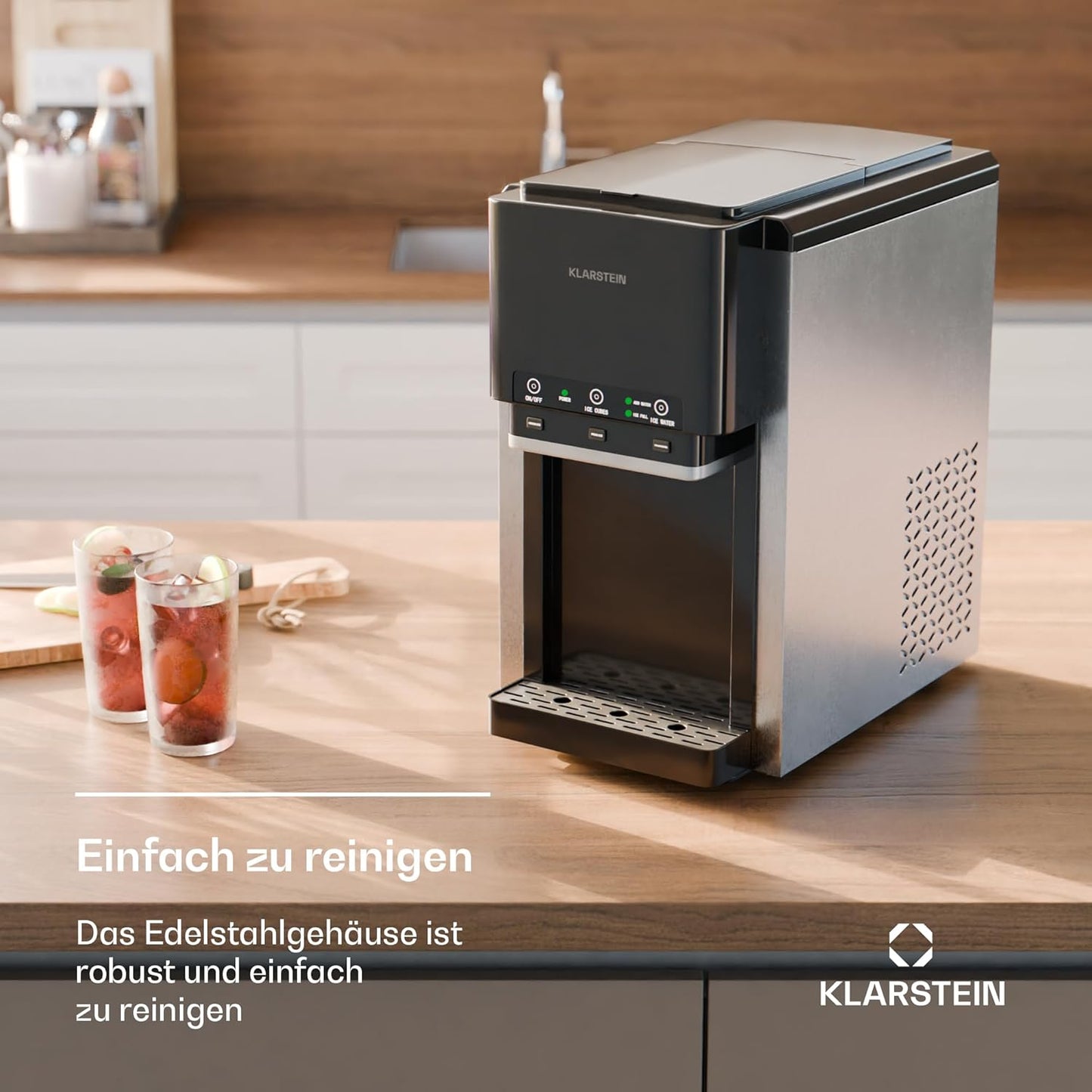 Klarstein ArcticBlend 3in1-Eiswürfelmaschine – 20 kg/24 h, Kugeleis & Crushed Ice, 6-Liter-Wassertank