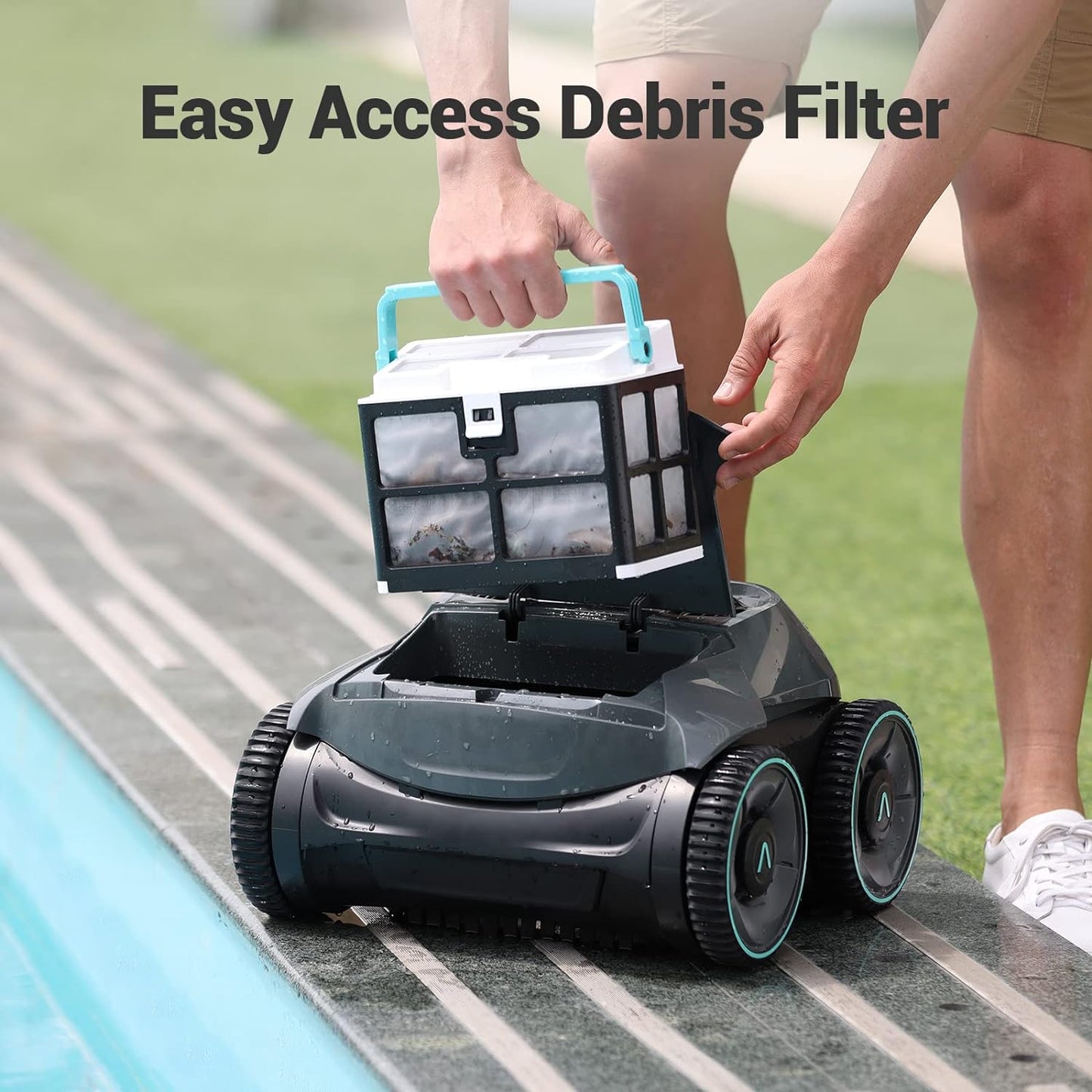 AIPER Poolroboter, Quad-Motorensystem, WavePath Navigationstechnologie, 3 Reinigungsmodi, Wandklettern, Poolsauger Akku Kabellos