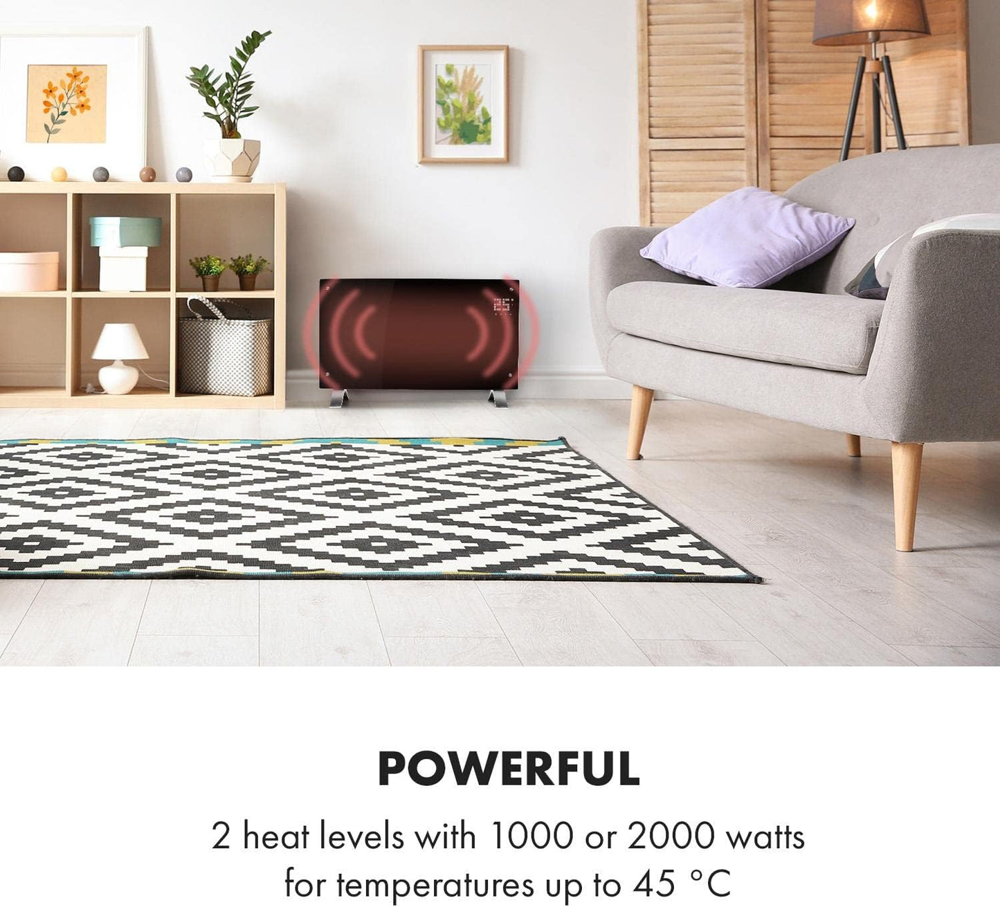 Klarstein Elektroheizung, Konvektor mit Bodenrollen, mobile, energiesparend, leise, 1000W, mit Thermostat