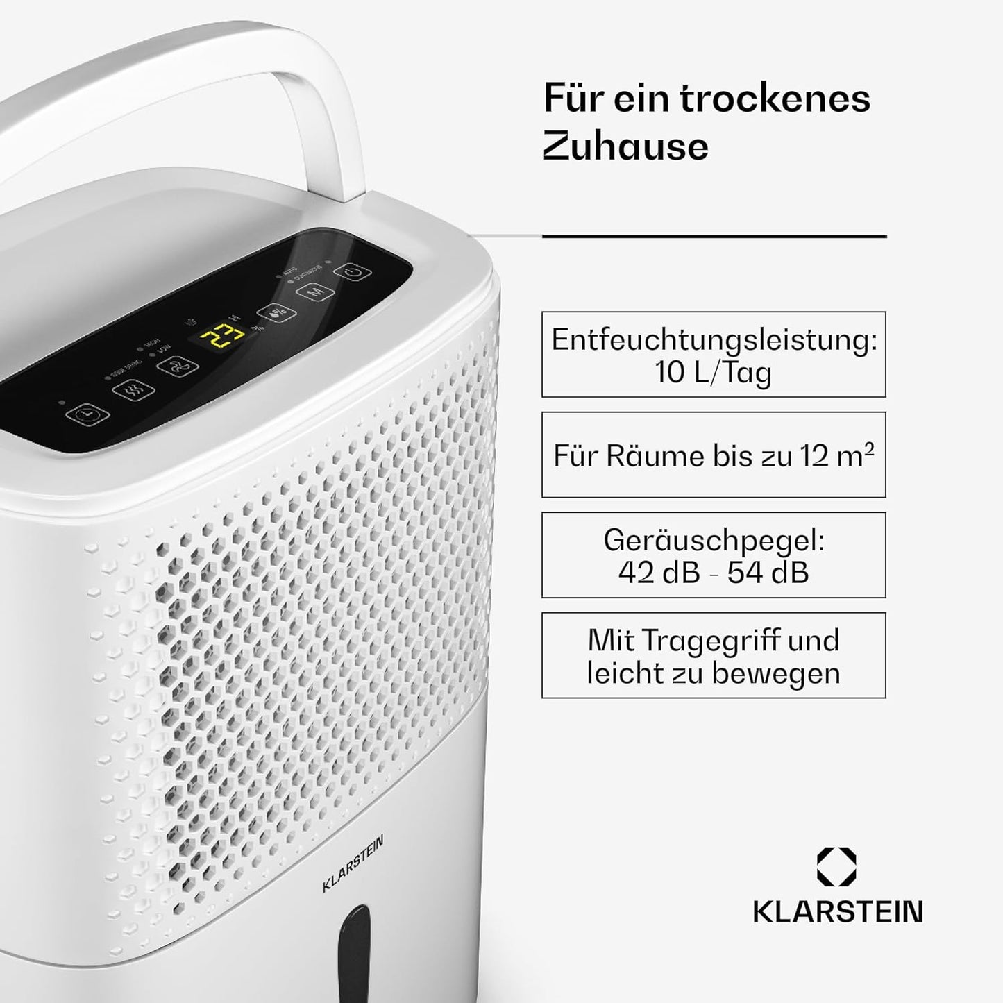 Klarstein Luftentfeuchter bis 55m², Smart Dehumidifier für Wohnung, Bad & Keller, 50L, WLAN IoT App