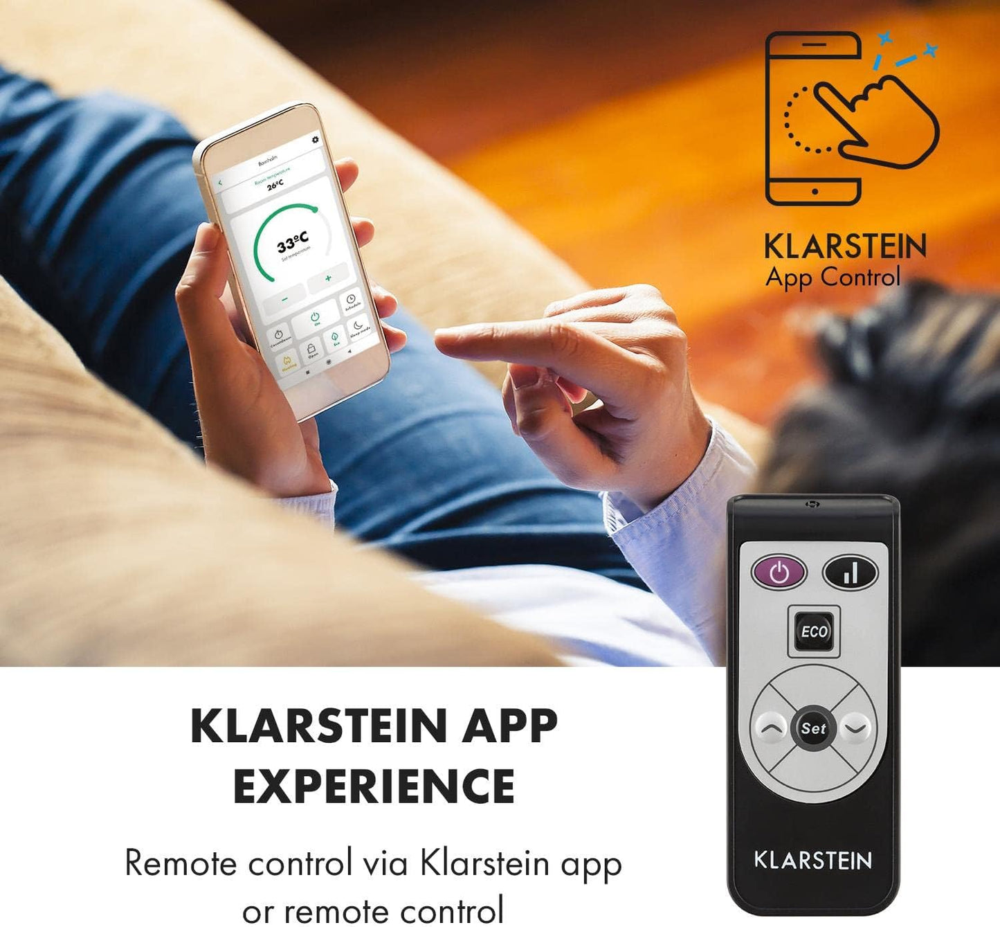 Klarstein Elektroheizung, Konvektor mit Bodenrollen, mobile, energiesparend, leise, 1000W, mit Thermostat