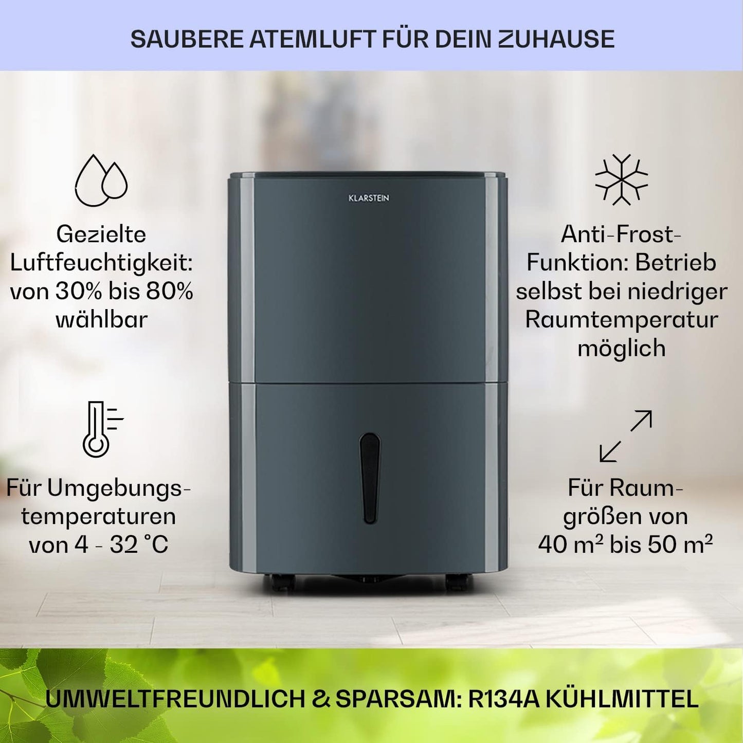Klarstein Luftentfeuchter bis 55m², Smart Dehumidifier für Wohnung, Bad & Keller, 50L, WLAN IoT App