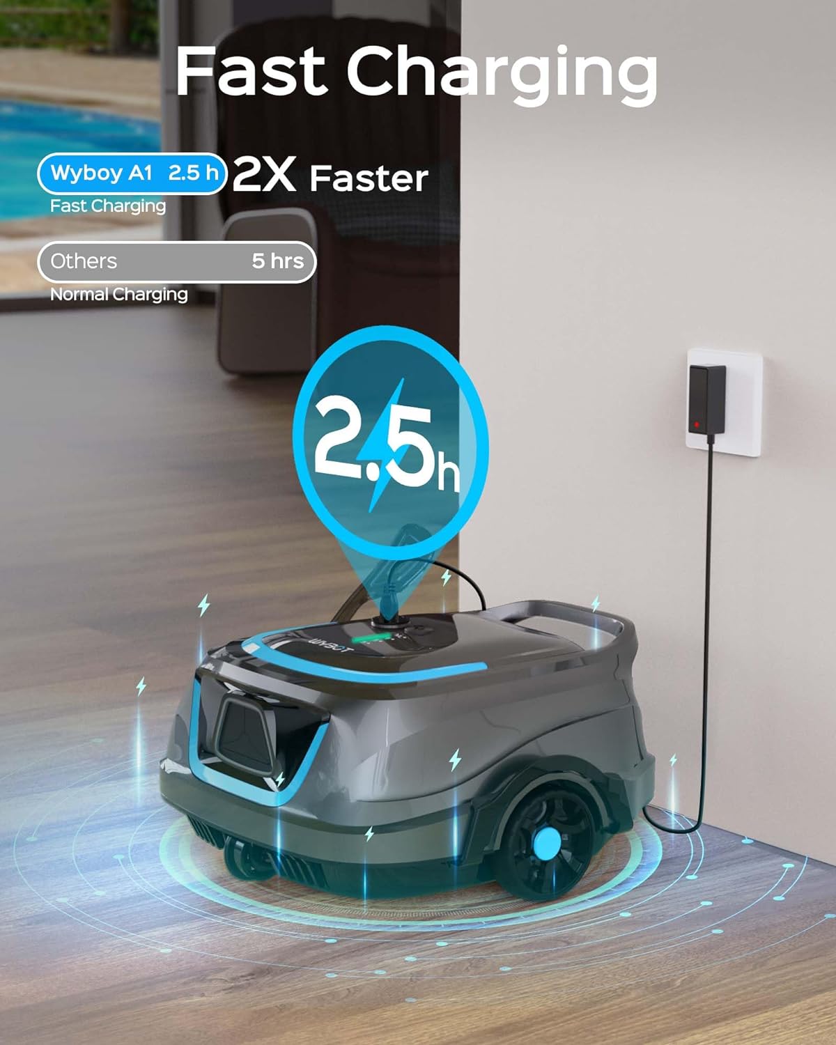 WYBOT A1 Poolroboter Akku mit Zweischicht-Filtersystem 120 Mins Reinigung