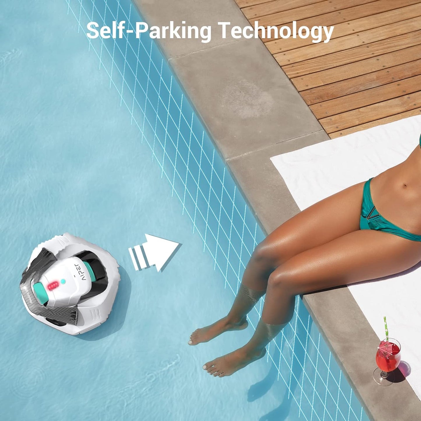 AIPER Poolroboter, Quad-Motorensystem, WavePath Navigationstechnologie, 3 Reinigungsmodi, Wandklettern, Poolsauger Akku Kabellos