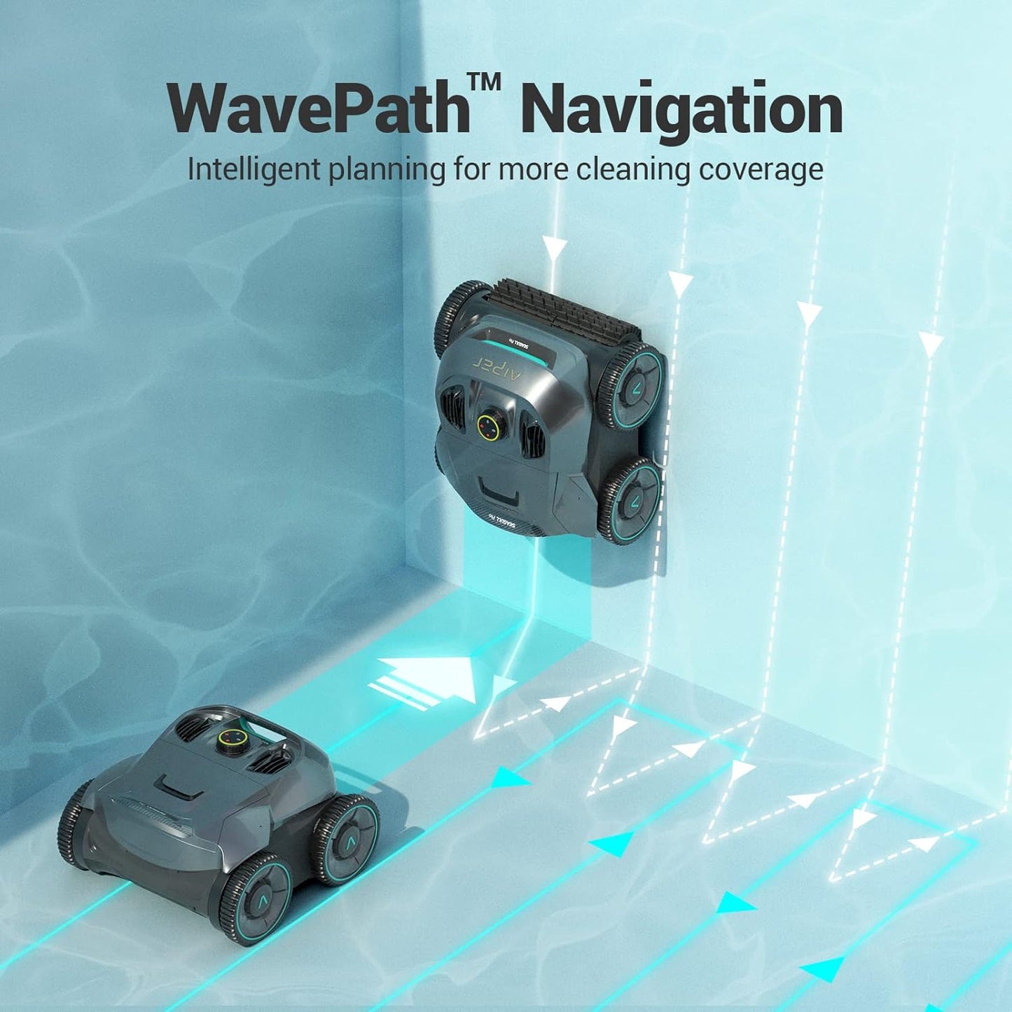 AIPER Poolroboter, Quad-Motorensystem, WavePath Navigationstechnologie, 3 Reinigungsmodi, Wandklettern, Poolsauger Akku Kabellos