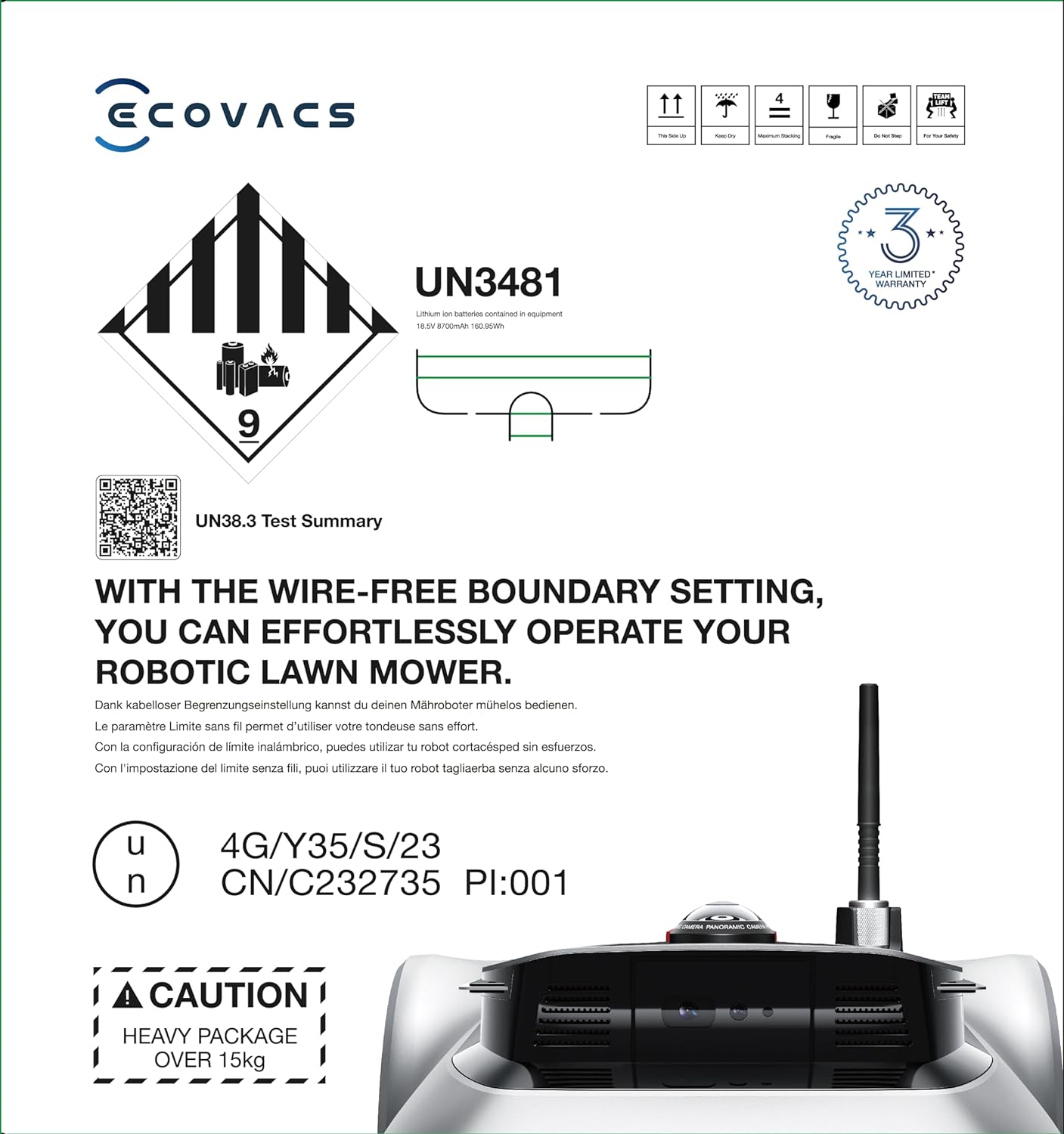 ECOVACS GOAT G1-800 Mähroboter ohne Begrenzungskabel 800㎡