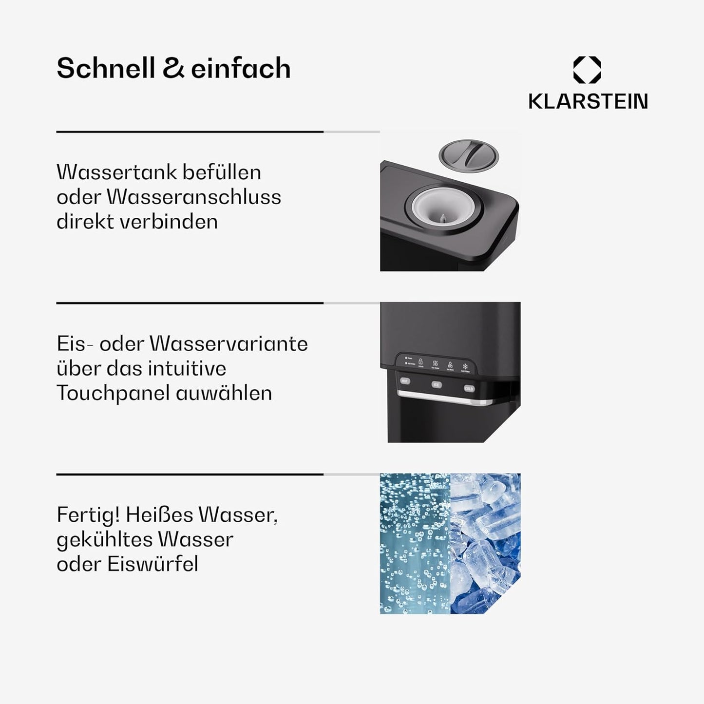 Klarstein ArcticBlend 3in1-Eiswürfelmaschine – 20 kg/24 h, Kugeleis & Crushed Ice, 6-Liter-Wassertank