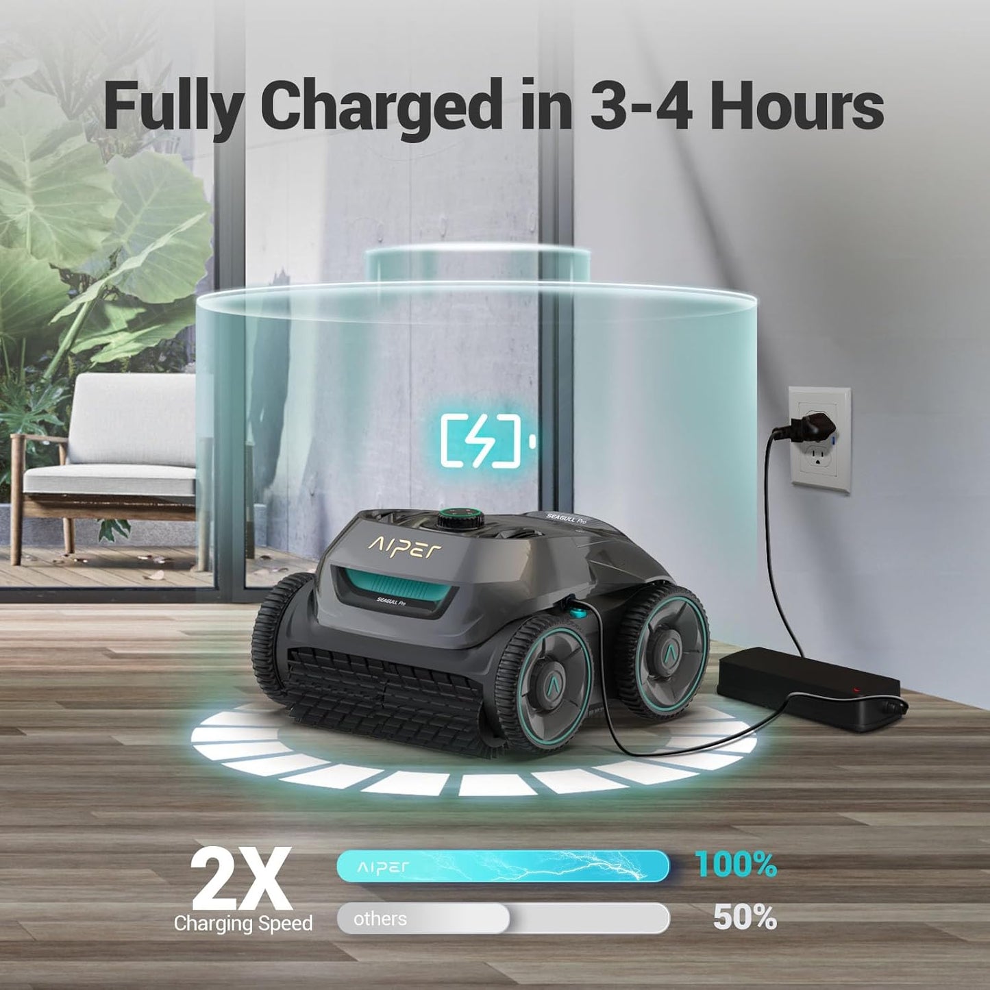 AIPER Poolroboter, Quad-Motorensystem, WavePath Navigationstechnologie, 3 Reinigungsmodi, Wandklettern, Poolsauger Akku Kabellos