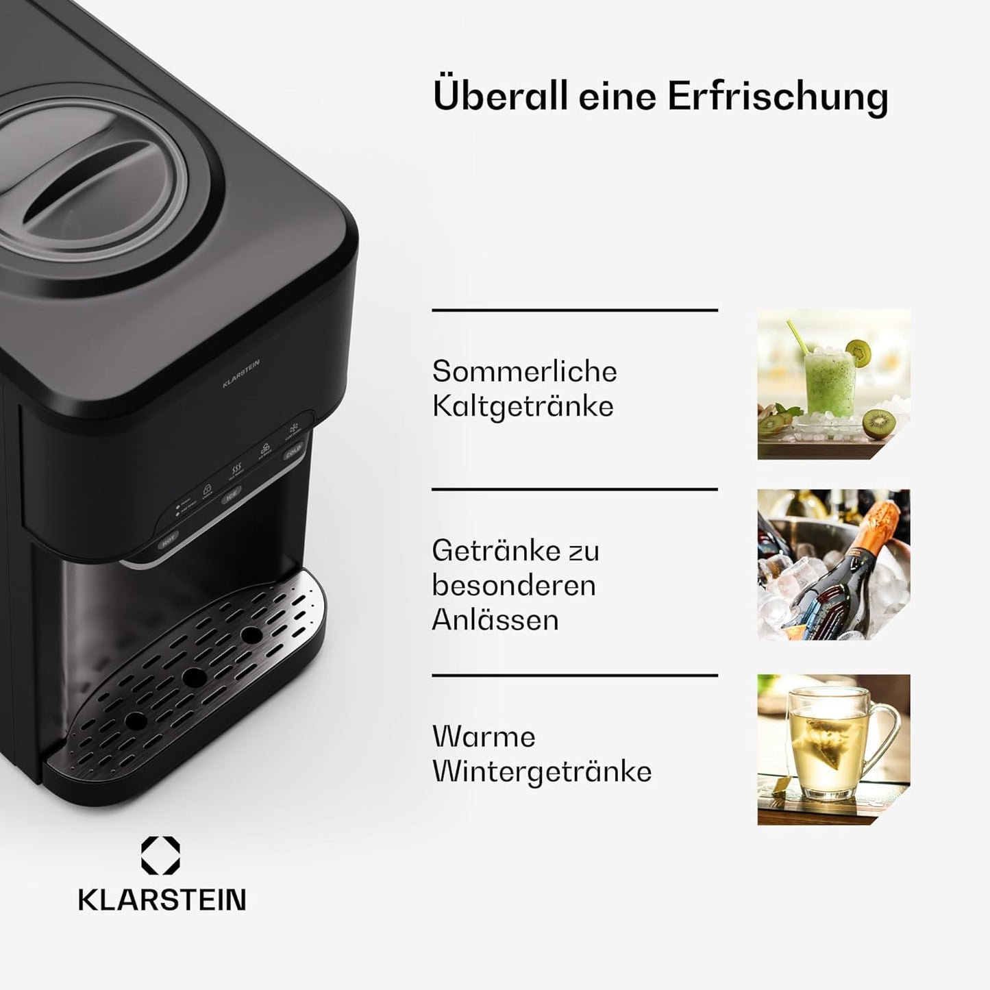 Klarstein ArcticBlend 3in1-Eiswürfelmaschine – 20 kg/24 h, Kugeleis & Crushed Ice, 6-Liter-Wassertank