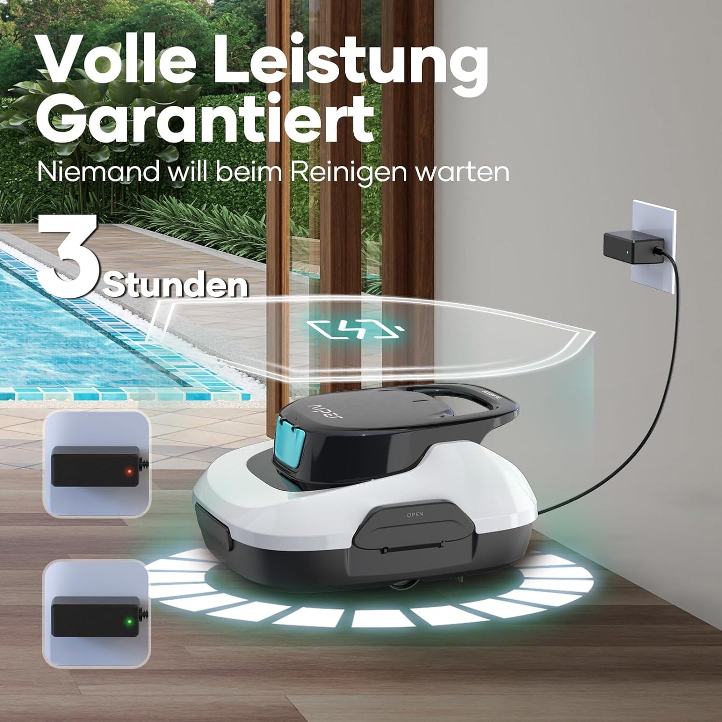 AIPER Poolroboter, Kabelloser Poolsauger Akku, 90 Minuten Reinigungszeit