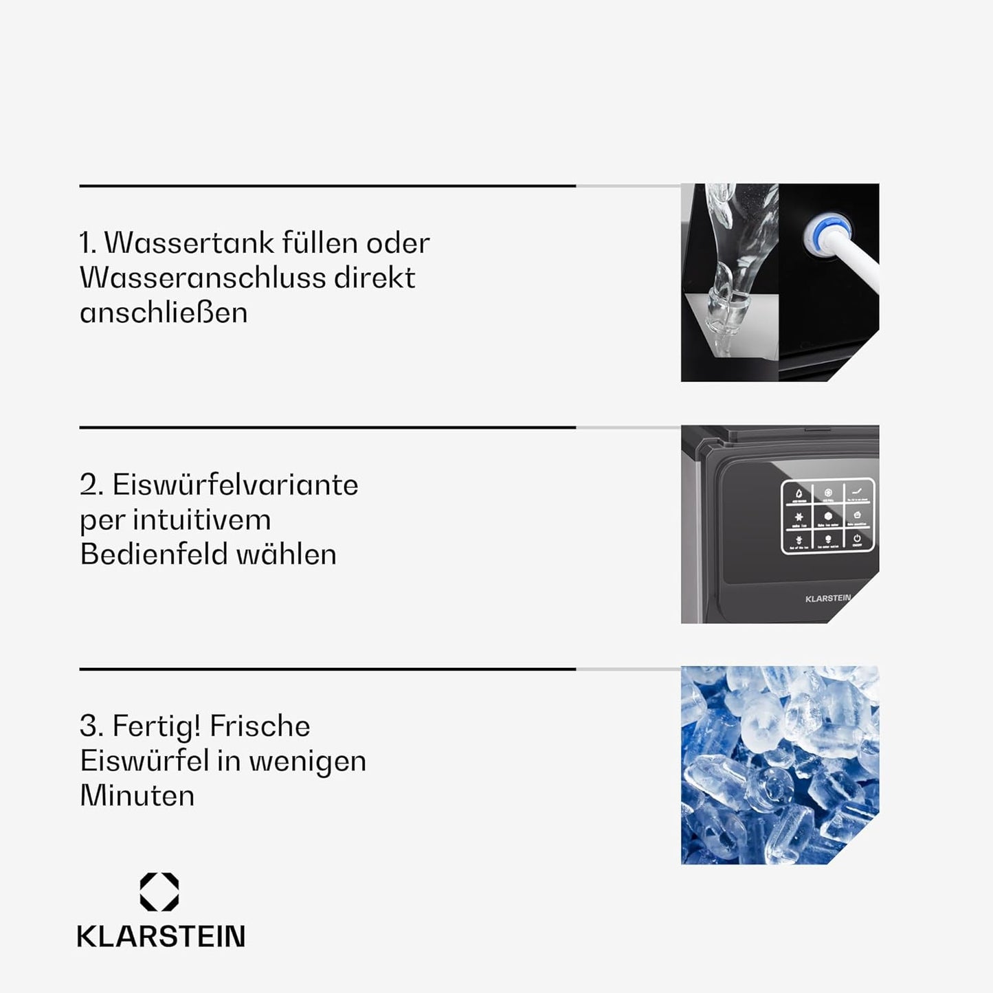 Klarstein ArcticBlend 3in1-Eiswürfelmaschine – 20 kg/24 h, Kugeleis & Crushed Ice, 6-Liter-Wassertank