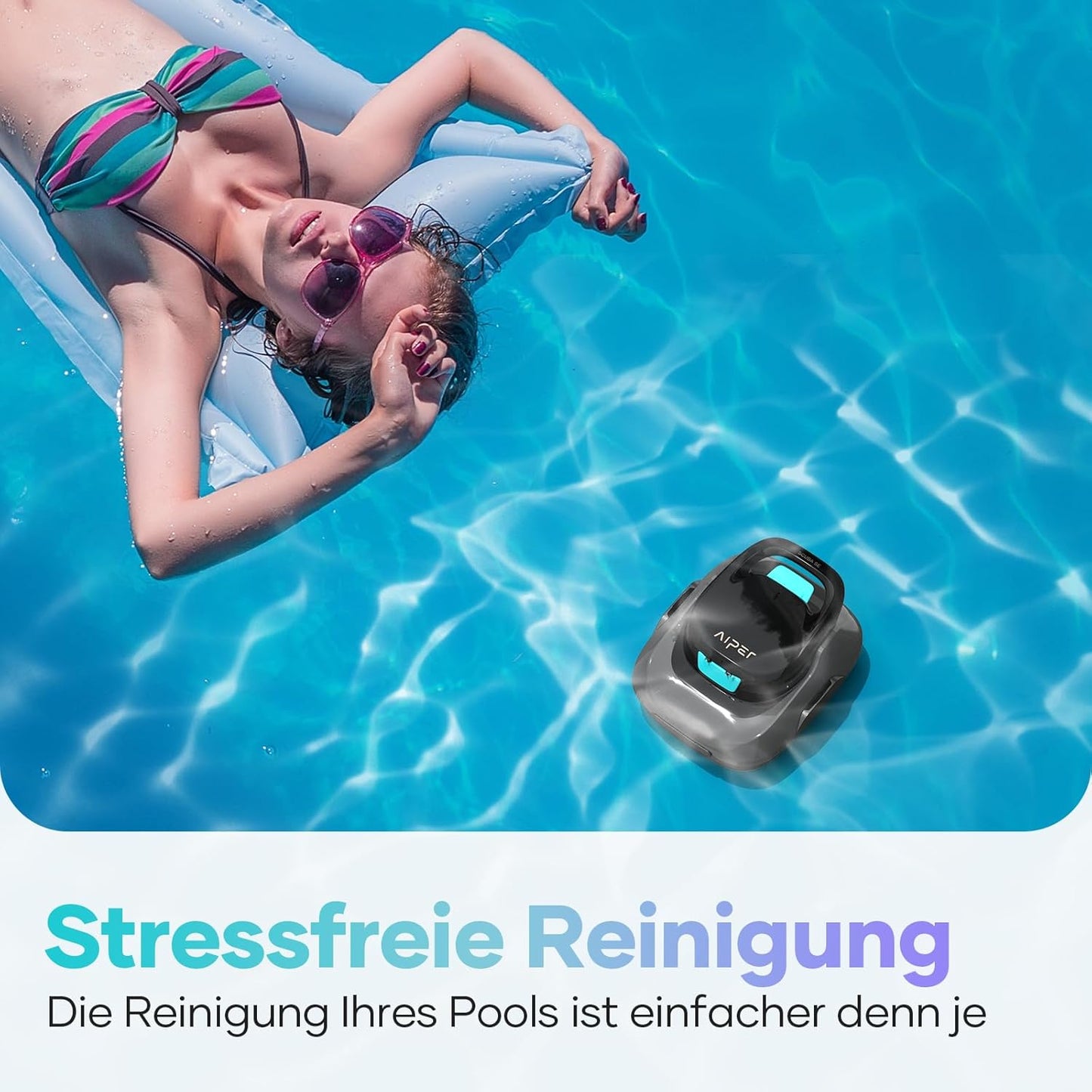 AIPER Poolsauger, Kabelloser Poolroboter, 90 Minuten Reinigungsdauer