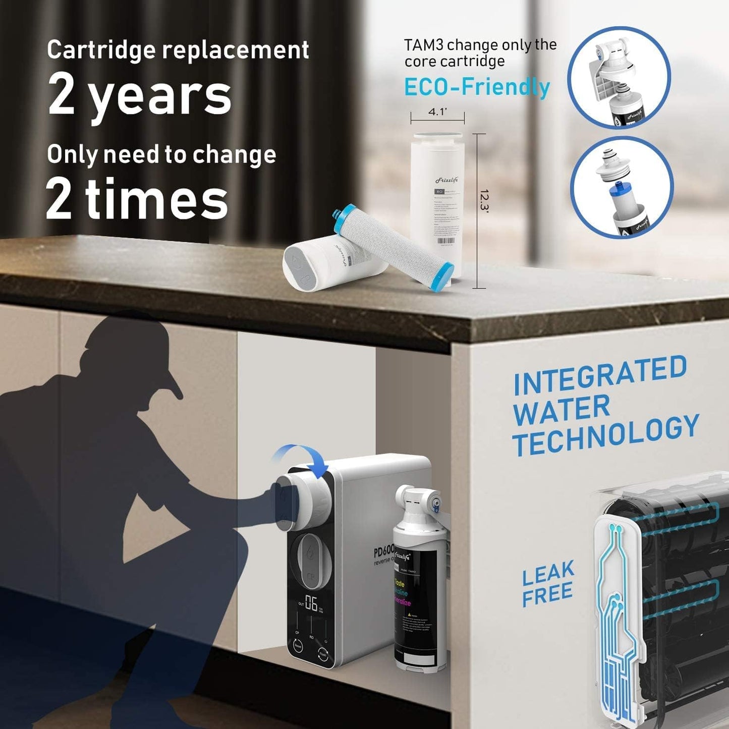 Frizzlife RO Umkehrosmose-Wasserfiltersystem (PD800-TAM4 Alkalisch RO)