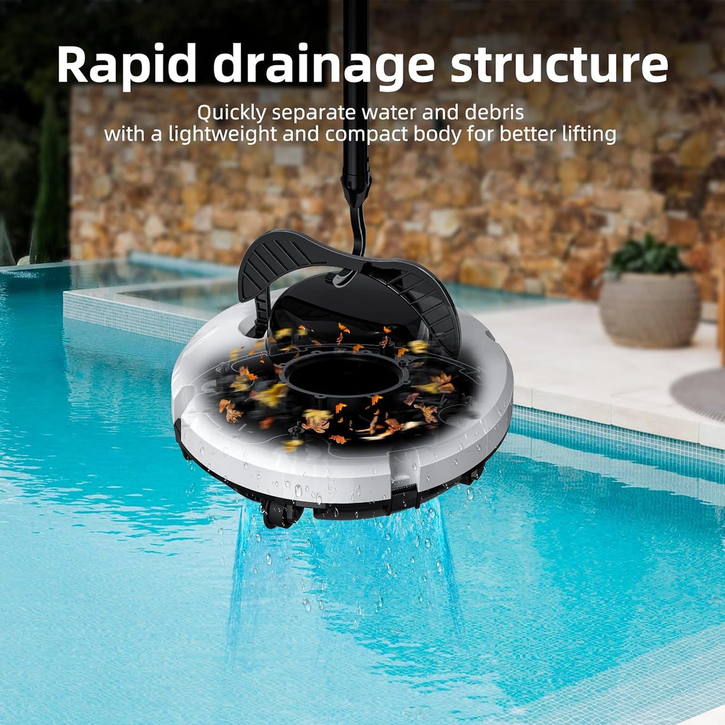 ADSAQOP Poolroboter, Kabelloser Wiederaufladbarer Poolsauger, Poolreiniger mit Selbstparkend