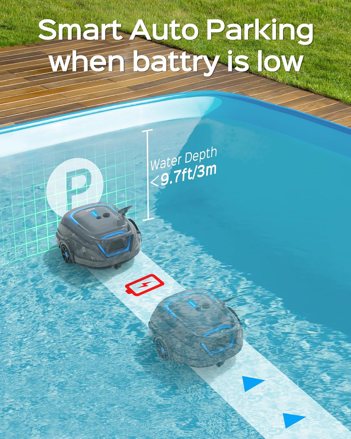 WYBOT A1 Poolroboter Akku mit Zweischicht-Filtersystem 120 Mins Reinigung