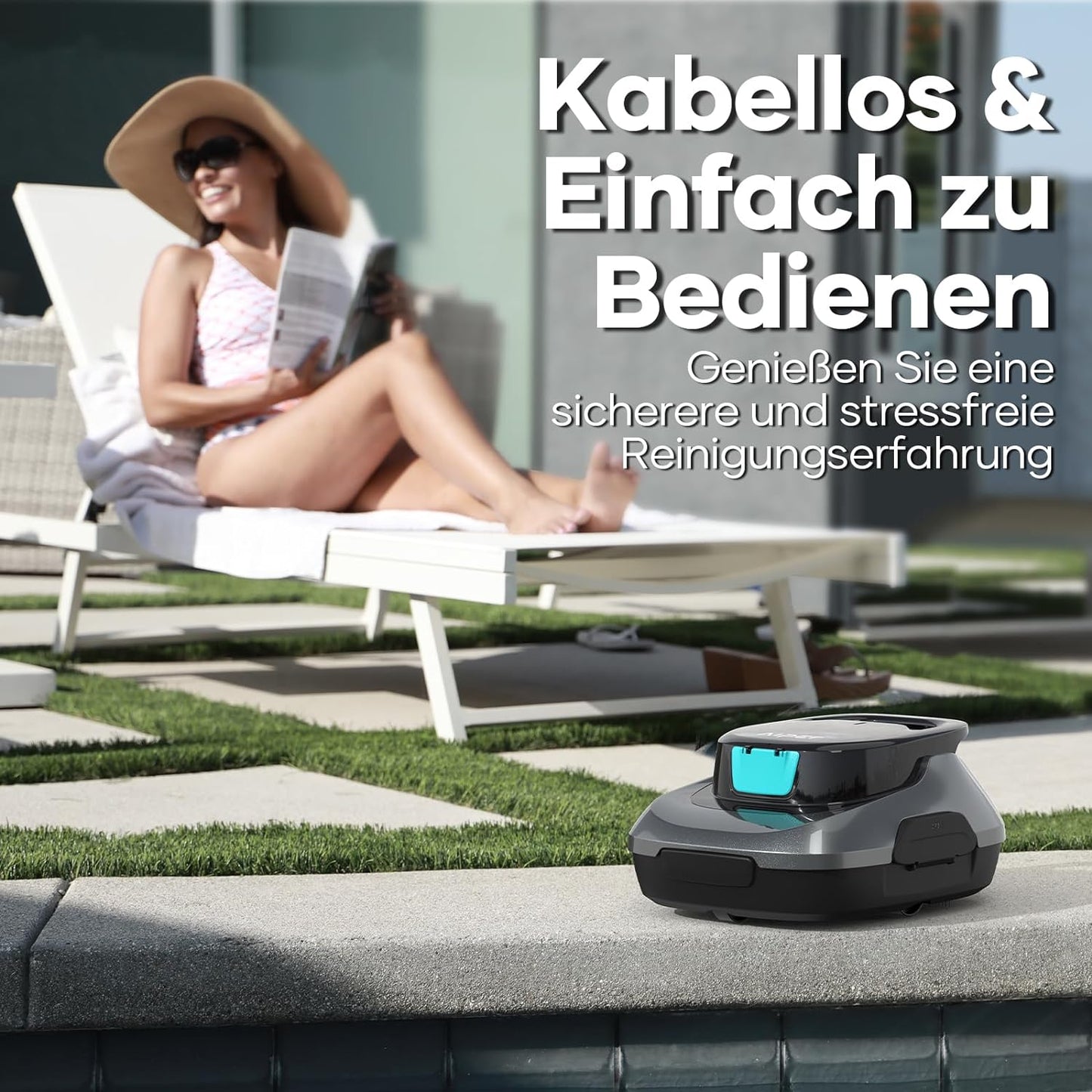 AIPER Poolroboter, Kabelloser Poolsauger Akku, 90 Minuten Reinigungszeit