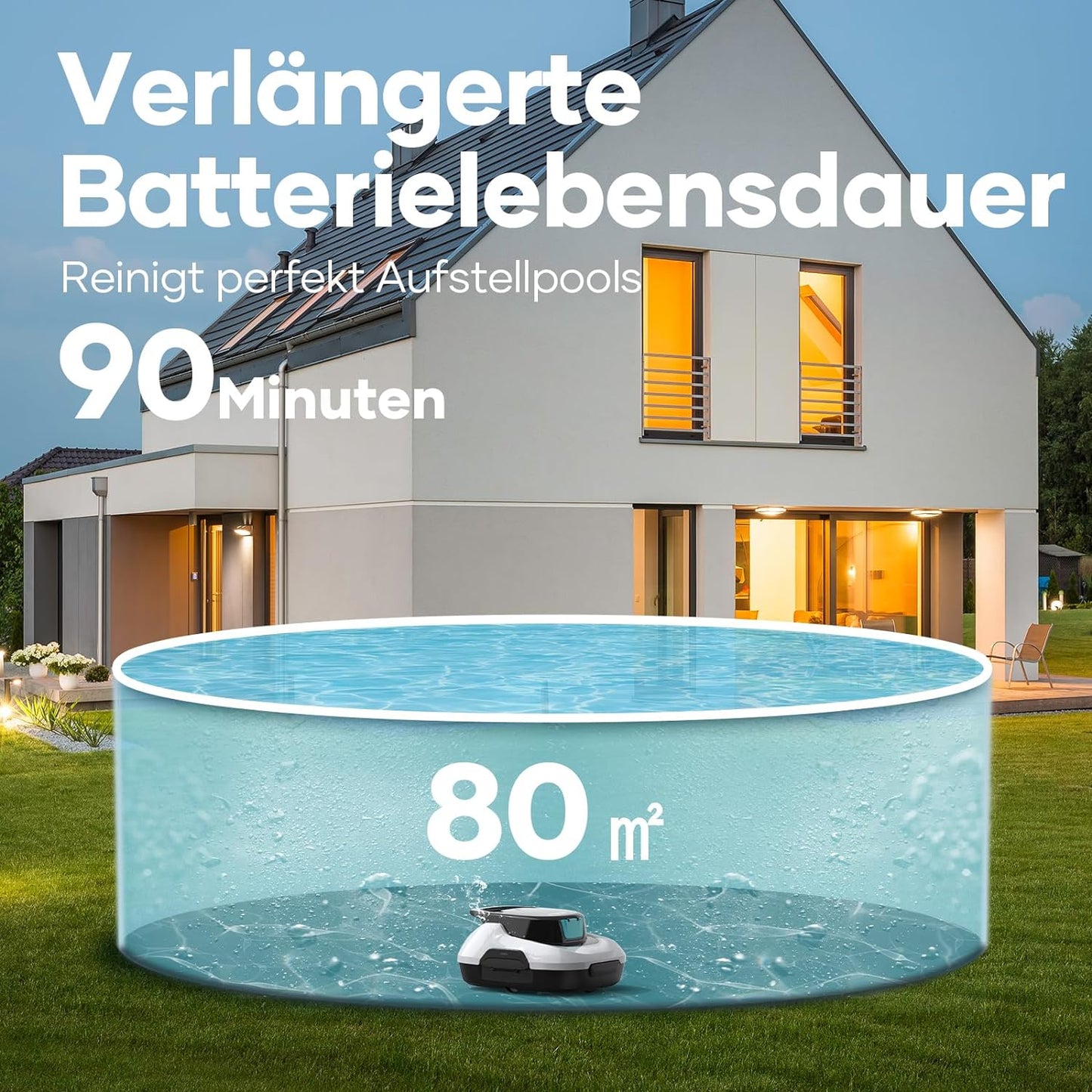 AIPER Poolroboter, Kabelloser Poolsauger Akku, 90 Minuten Reinigungszeit