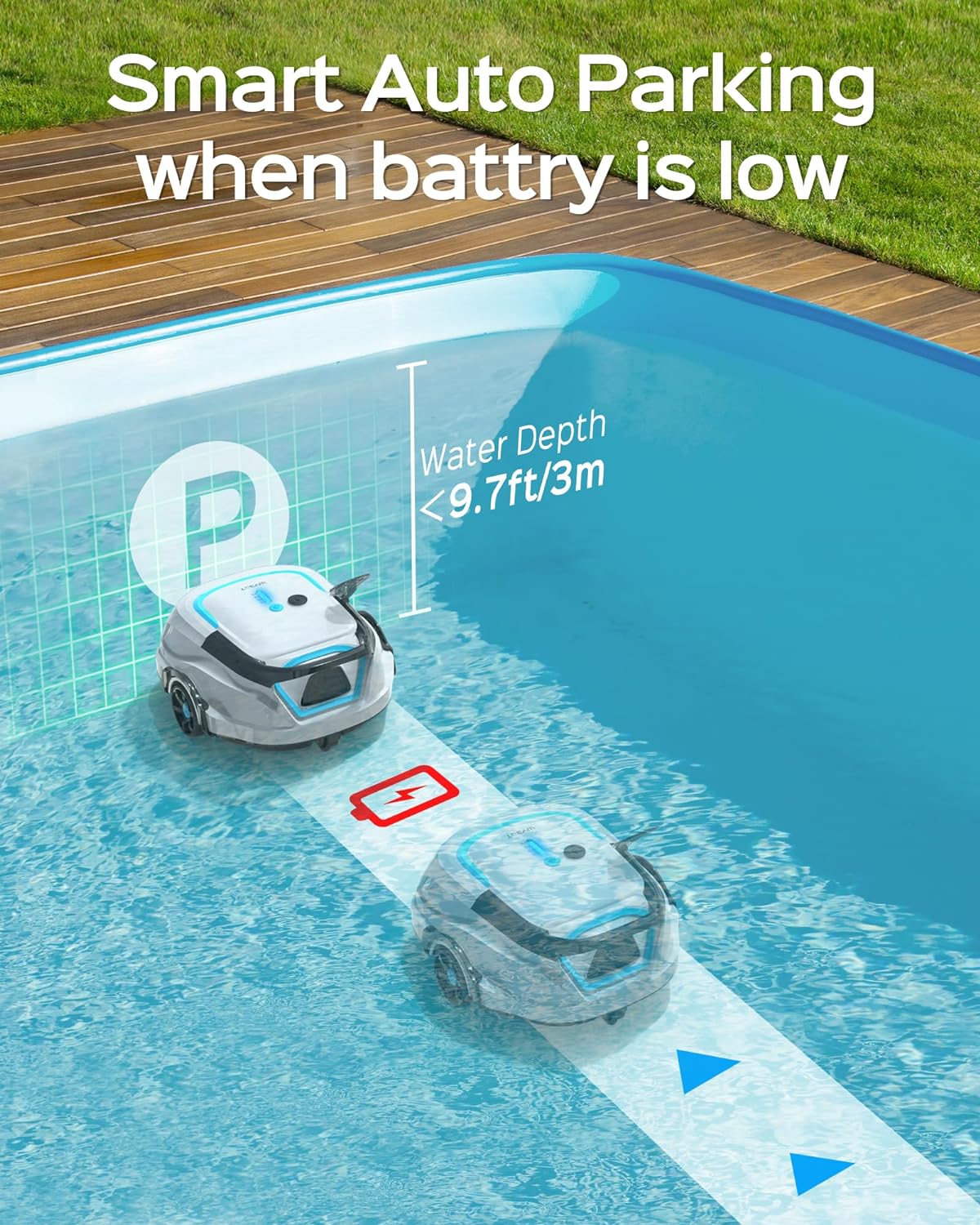 WYBOT A1 Poolroboter Akku mit Zweischicht-Filtersystem 120 Mins Reinigung