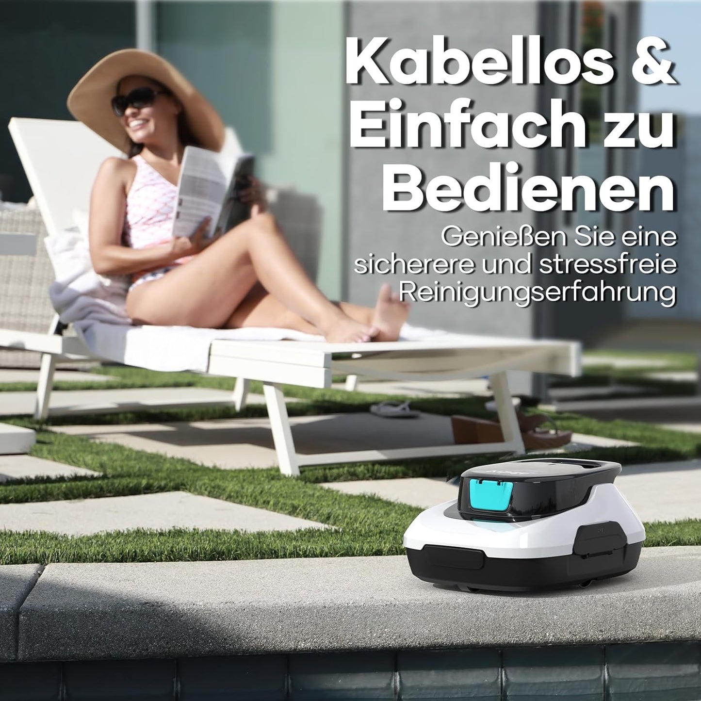 AIPER Poolroboter, Kabelloser Poolsauger Akku, 90 Minuten Reinigungszeit