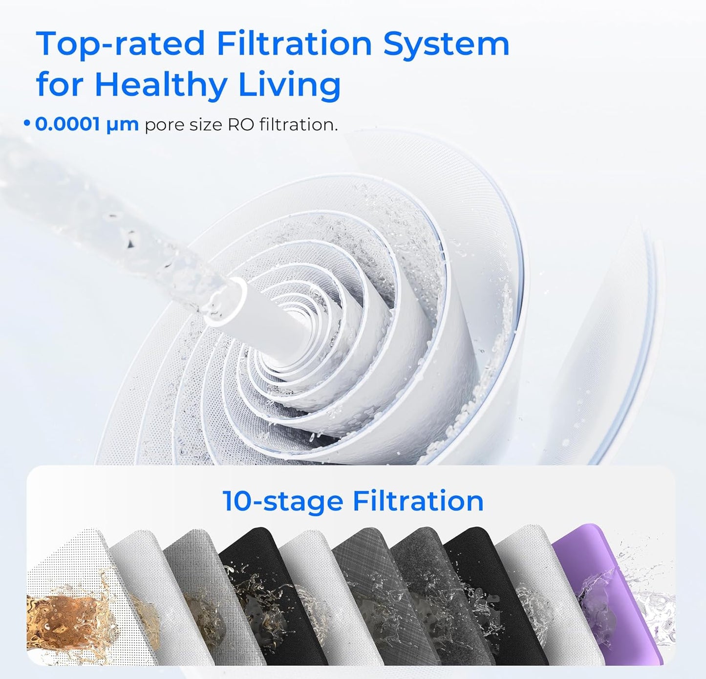 Waterdrop G3P600 Umkehrosmoseanlage, 600 GPD, 8000L, reduziert TDS, 2:1 Rein zum Abfluss, LED-Wasserhahn