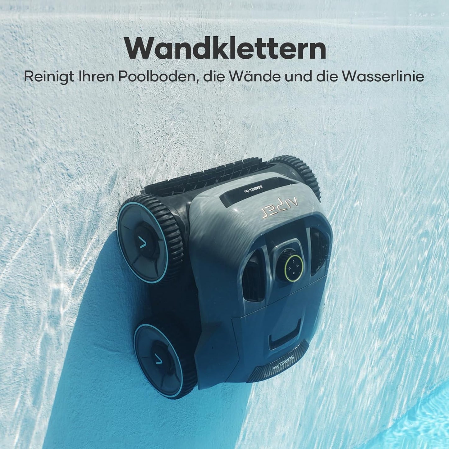 AIPER Poolroboter mit Quad-Motor, WavePath Navigation, 3 Reinigungsmodi, kabellos für Pools bis 150㎡