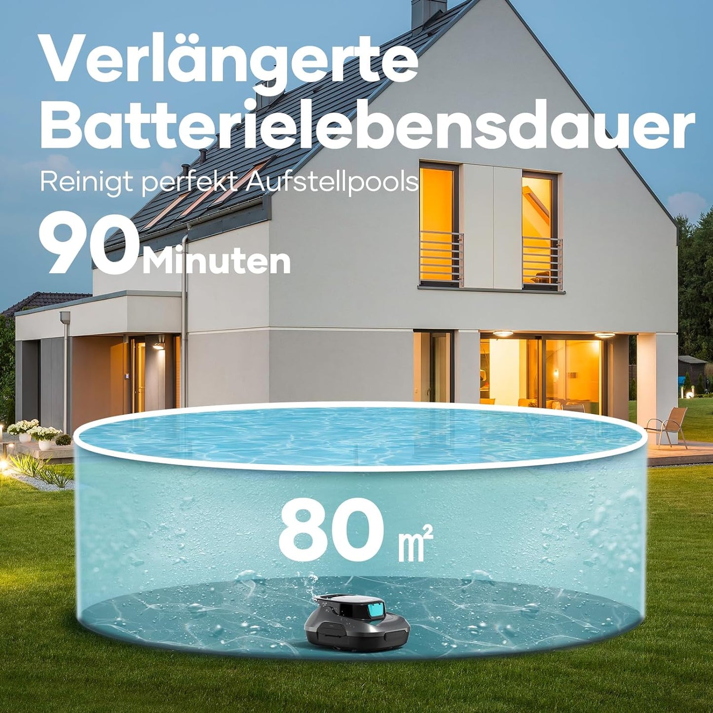 AIPER Poolroboter, Kabelloser Poolsauger Akku, 90 Minuten Reinigungszeit