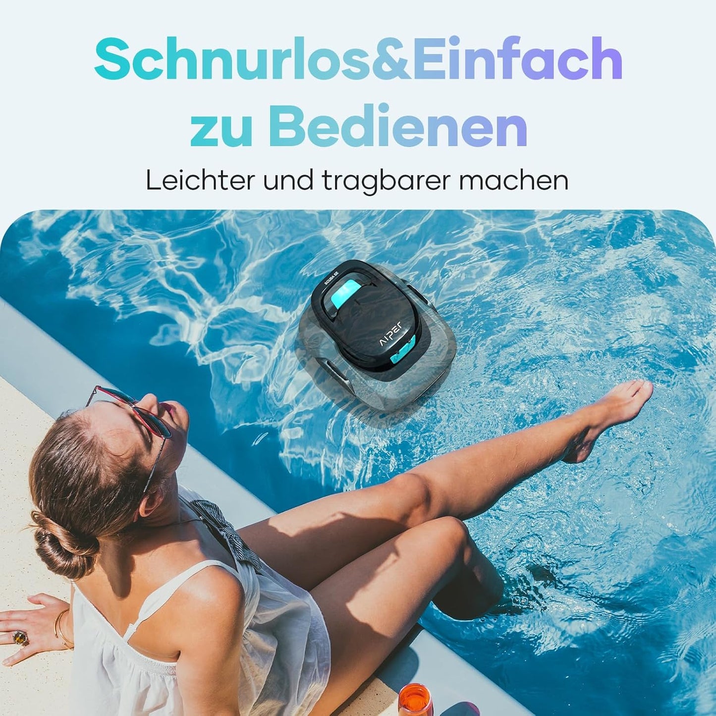 AIPER Poolsauger, Kabelloser Poolroboter, 90 Minuten Reinigungsdauer
