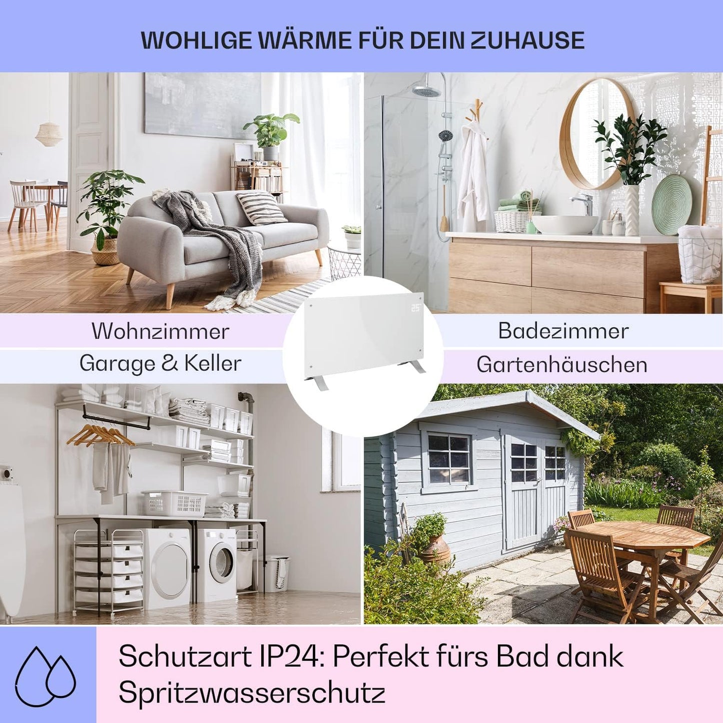 Klarstein Elektroheizung, Konvektor mit Bodenrollen, mobile, energiesparend, leise, 1000W, mit Thermostat