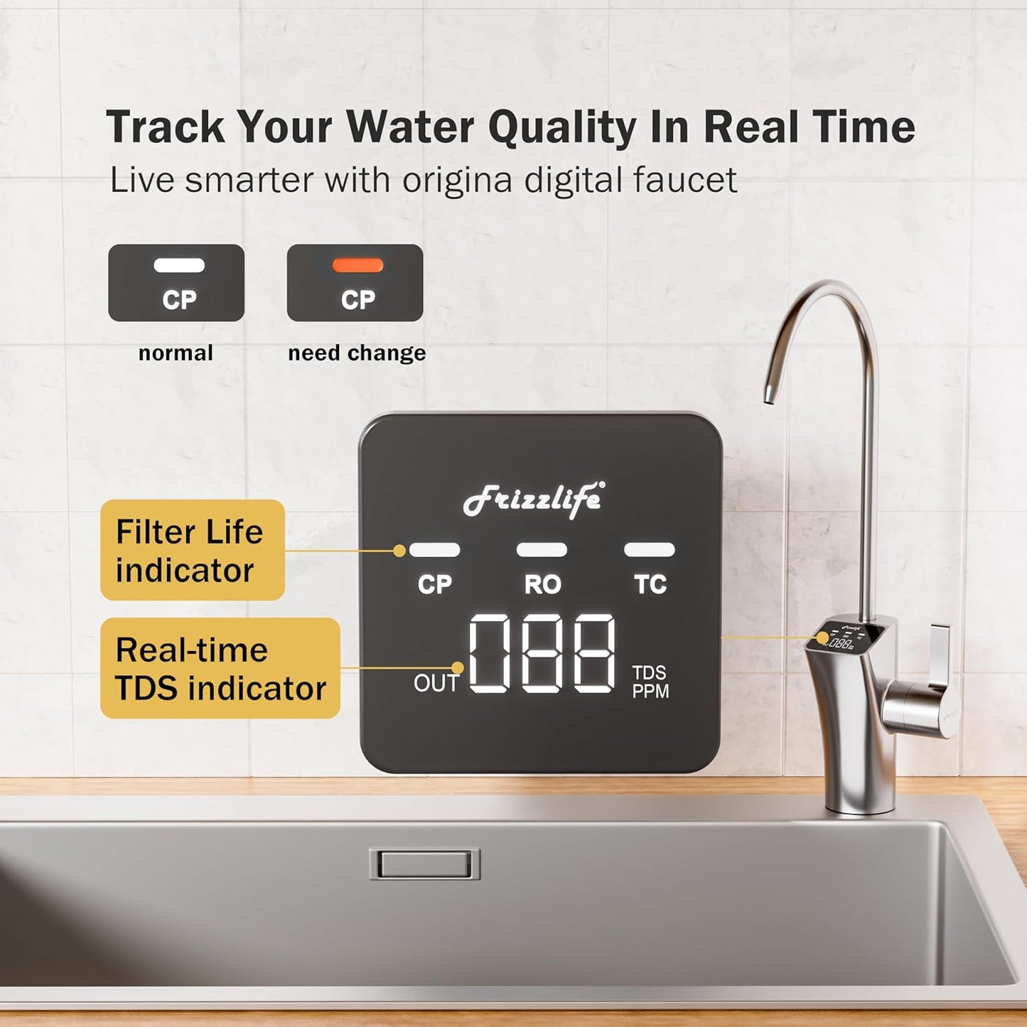 Frizzlife RO Umkehrosmose-Wasserfiltersystem (PD800-TAM4 Alkalisch RO)