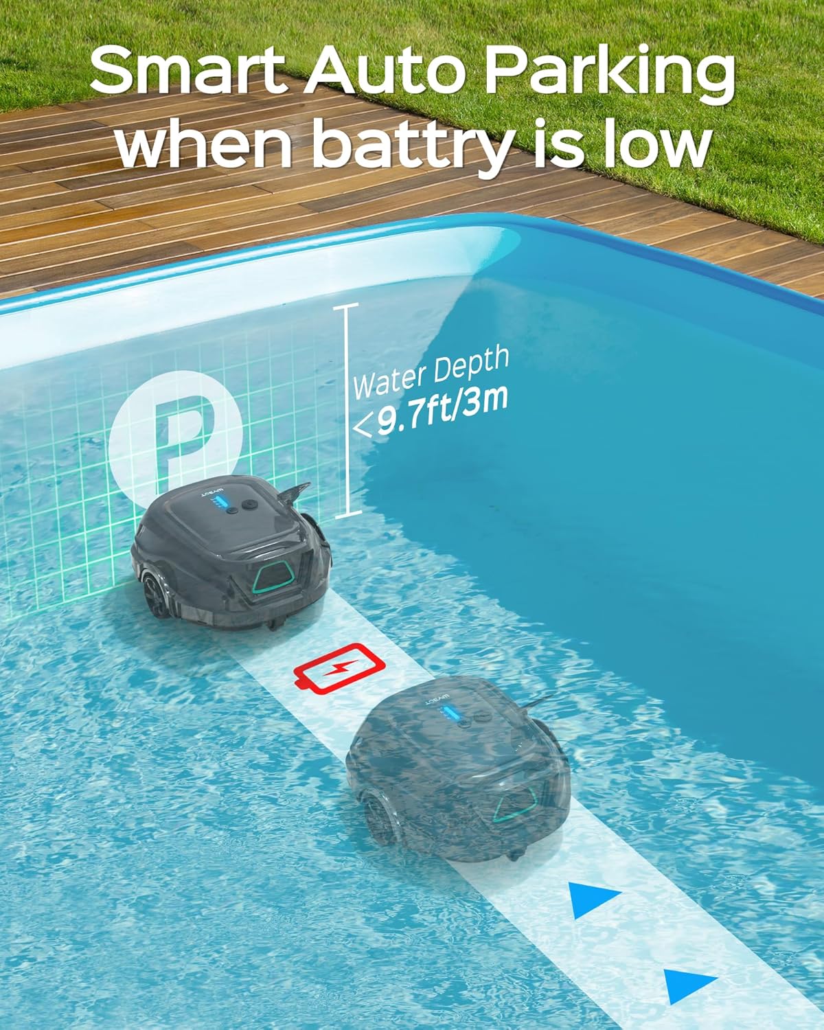 WYBOT A1 Poolroboter Akku mit Zweischicht-Filtersystem 120 Mins Reinigung